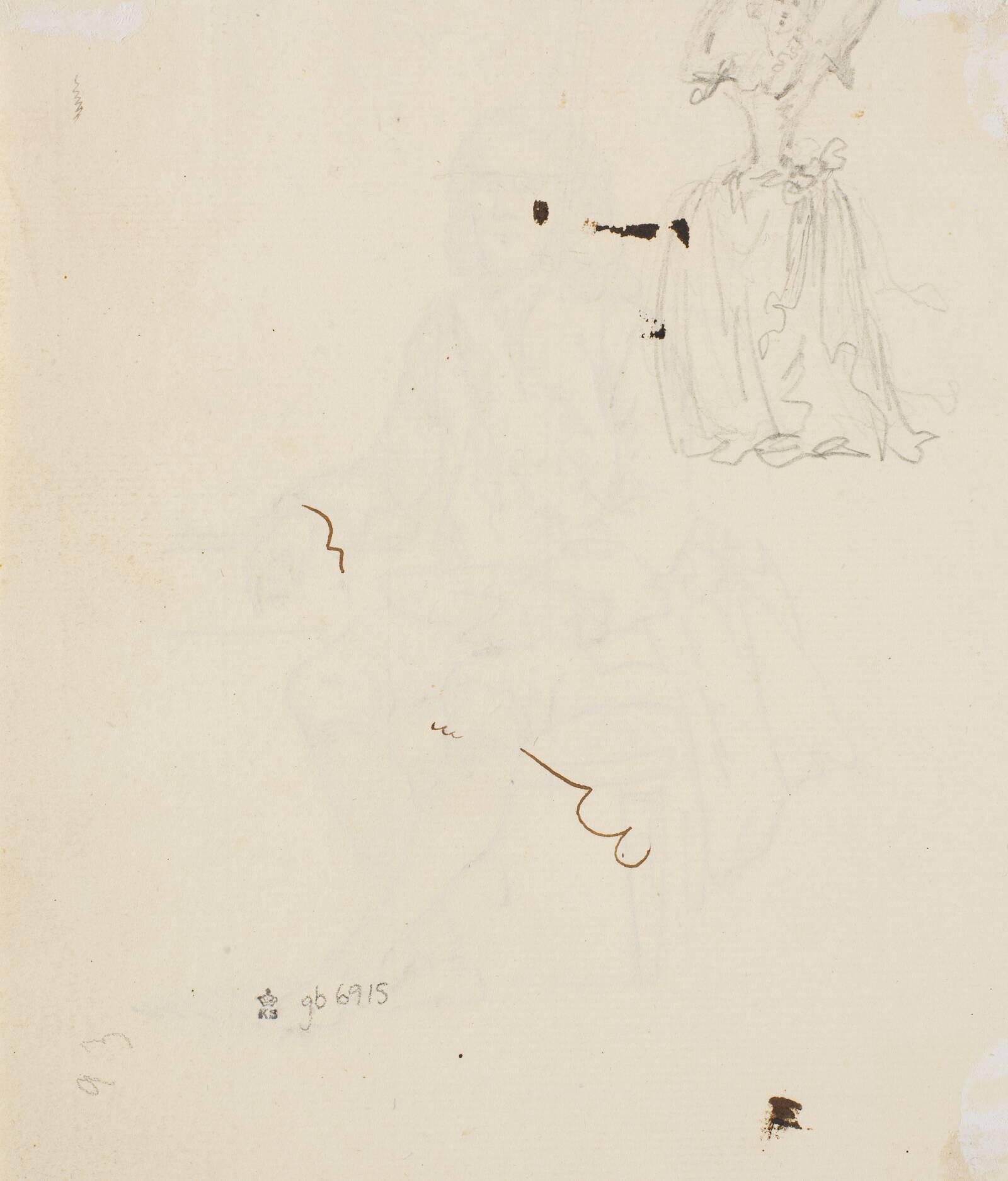 Skitse af kvinde med oprakte arme, C.A. Lorentzen, 1746-1828