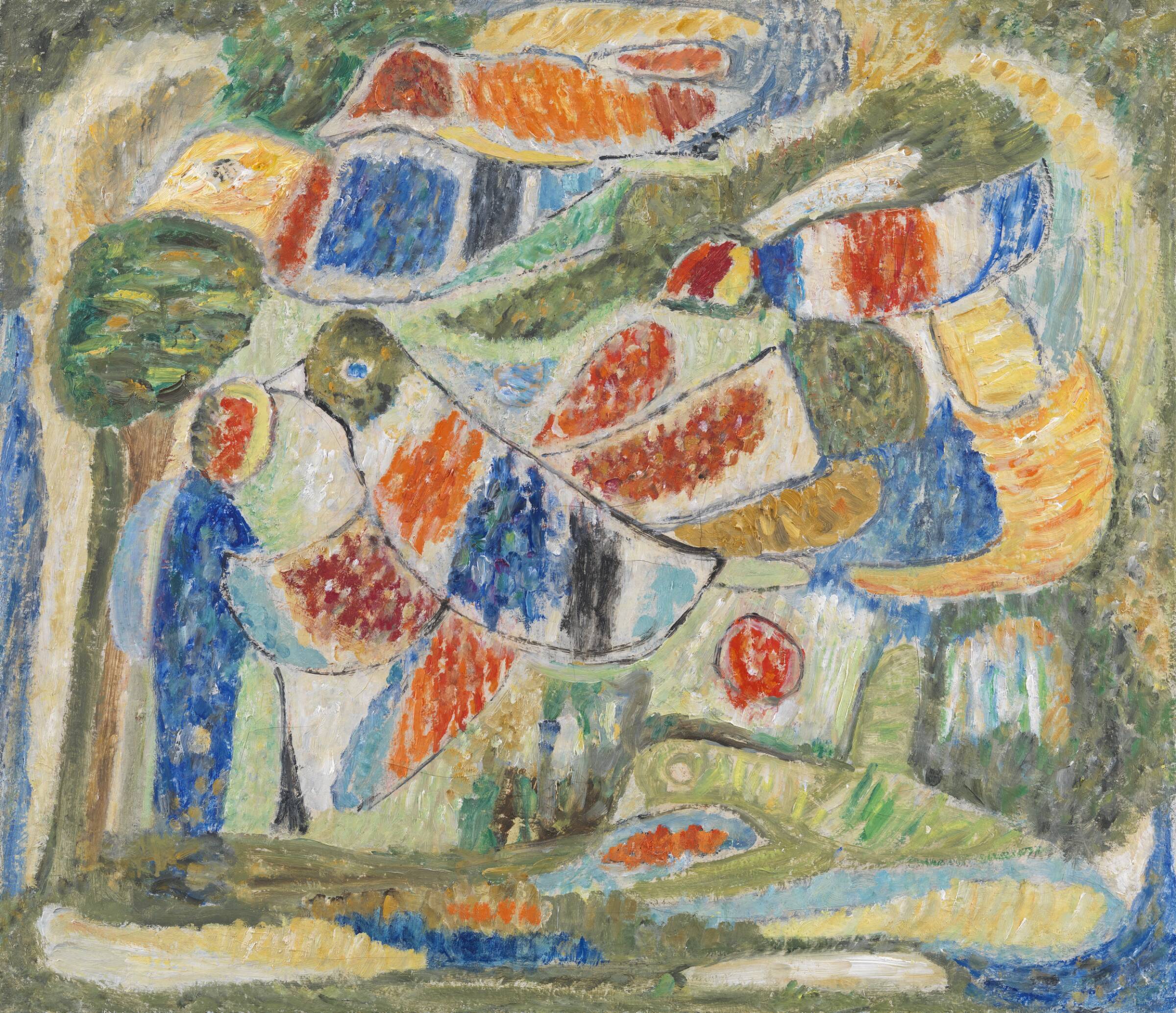Blå mand og fugle, Agnete Therkildsen, 1969