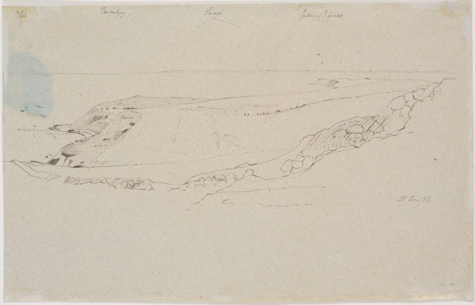 Udsigt over Refsnæs mod Samsø, Johan Thomas Lundbye, 1843