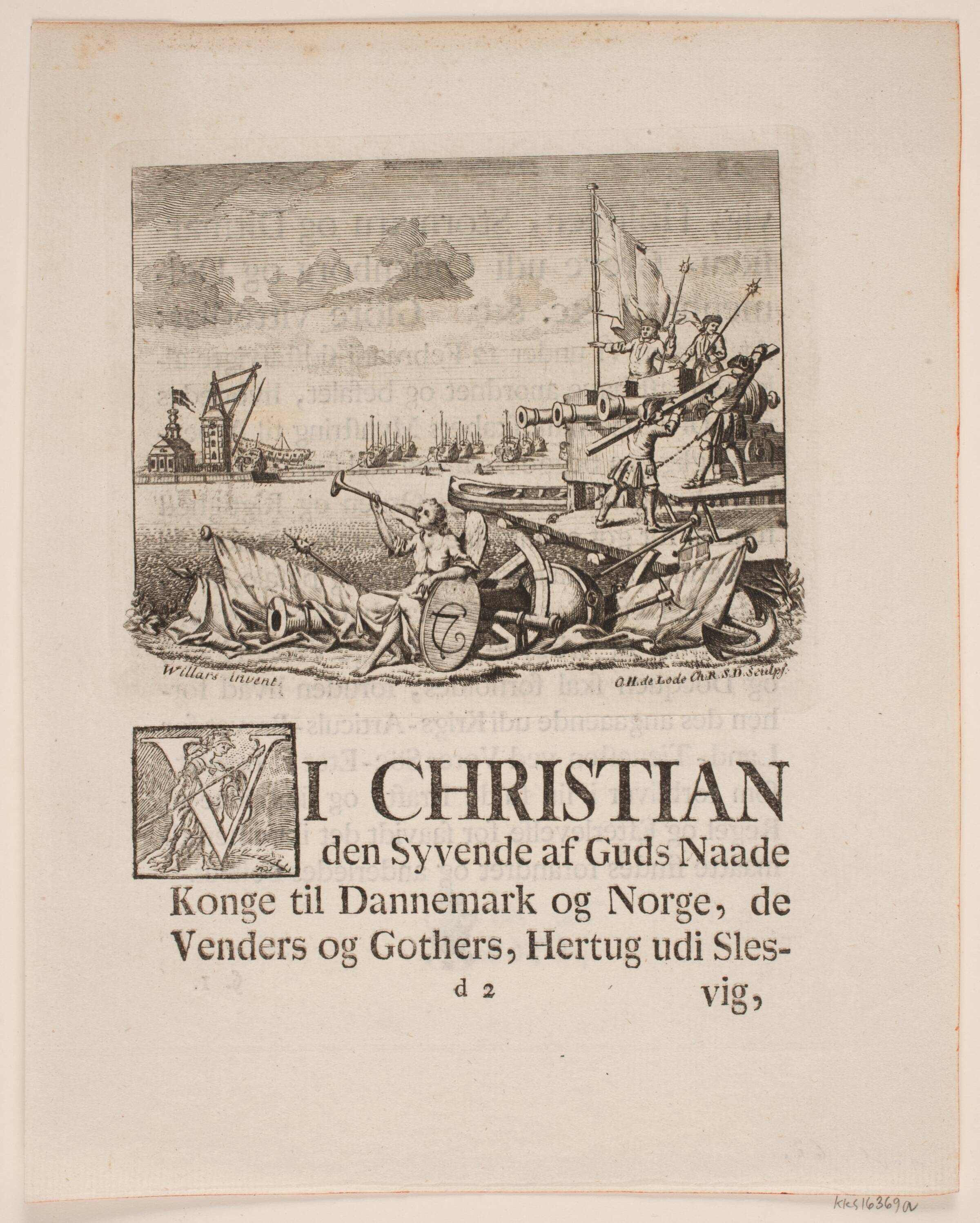Vignet til Frederik V's Søkrigsartikelsbrev, Odvardt Helmoldt de Lode, 1754-1758