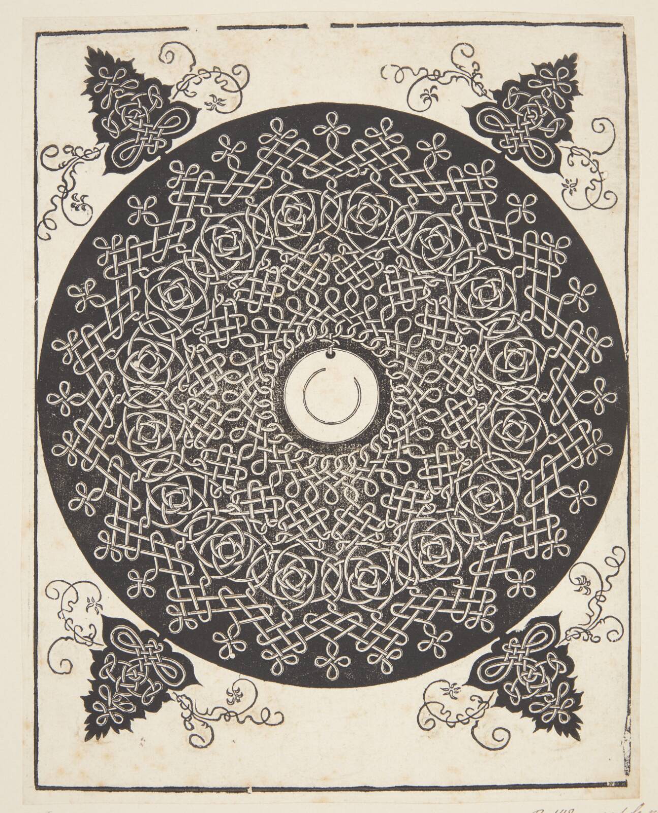 Interlaced Cord Pattern with white medallion, by Albrecht Dürer, 1507-1528