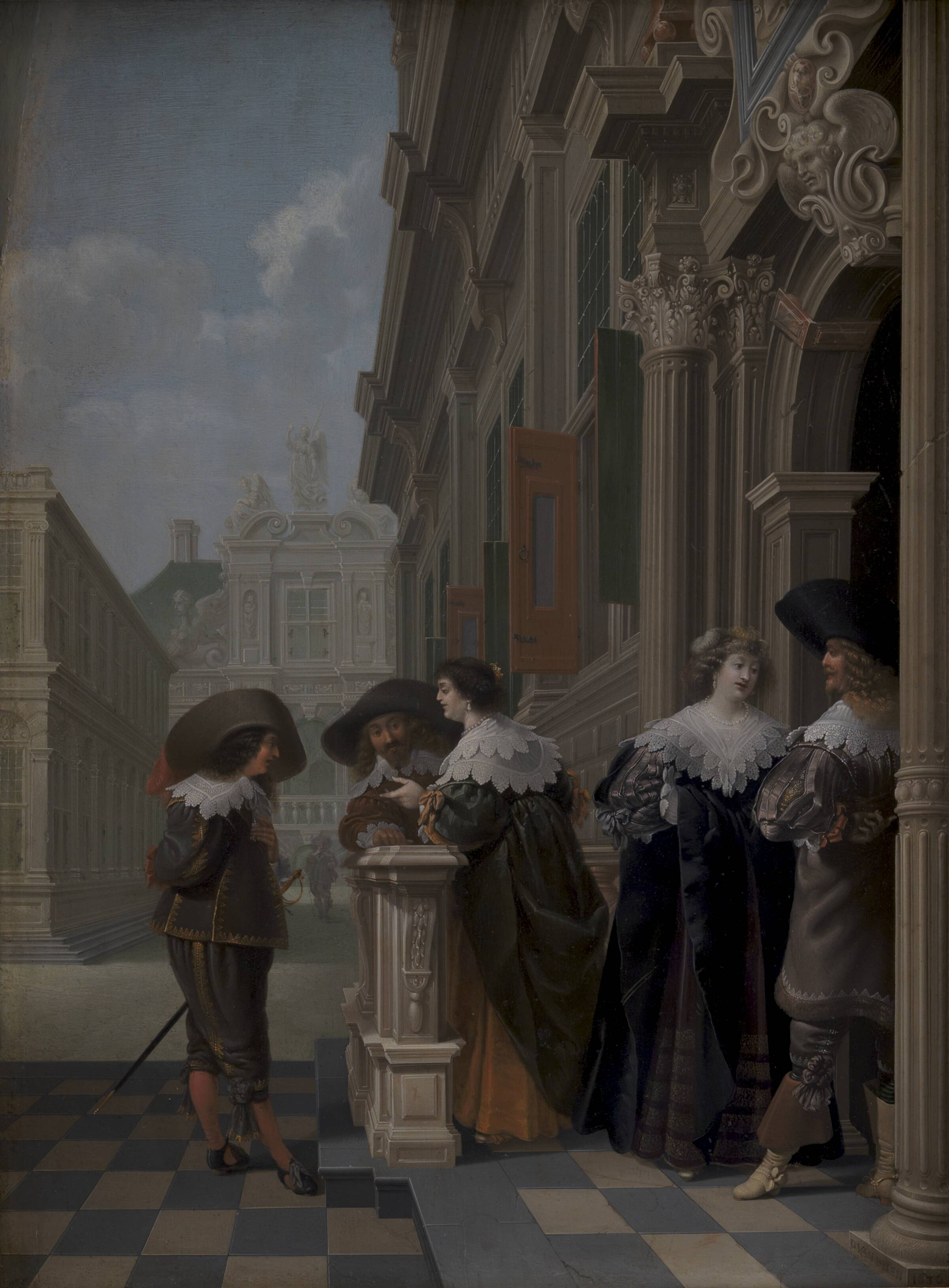 Konversation udenfor et slot, Dirck van Delen, 1636