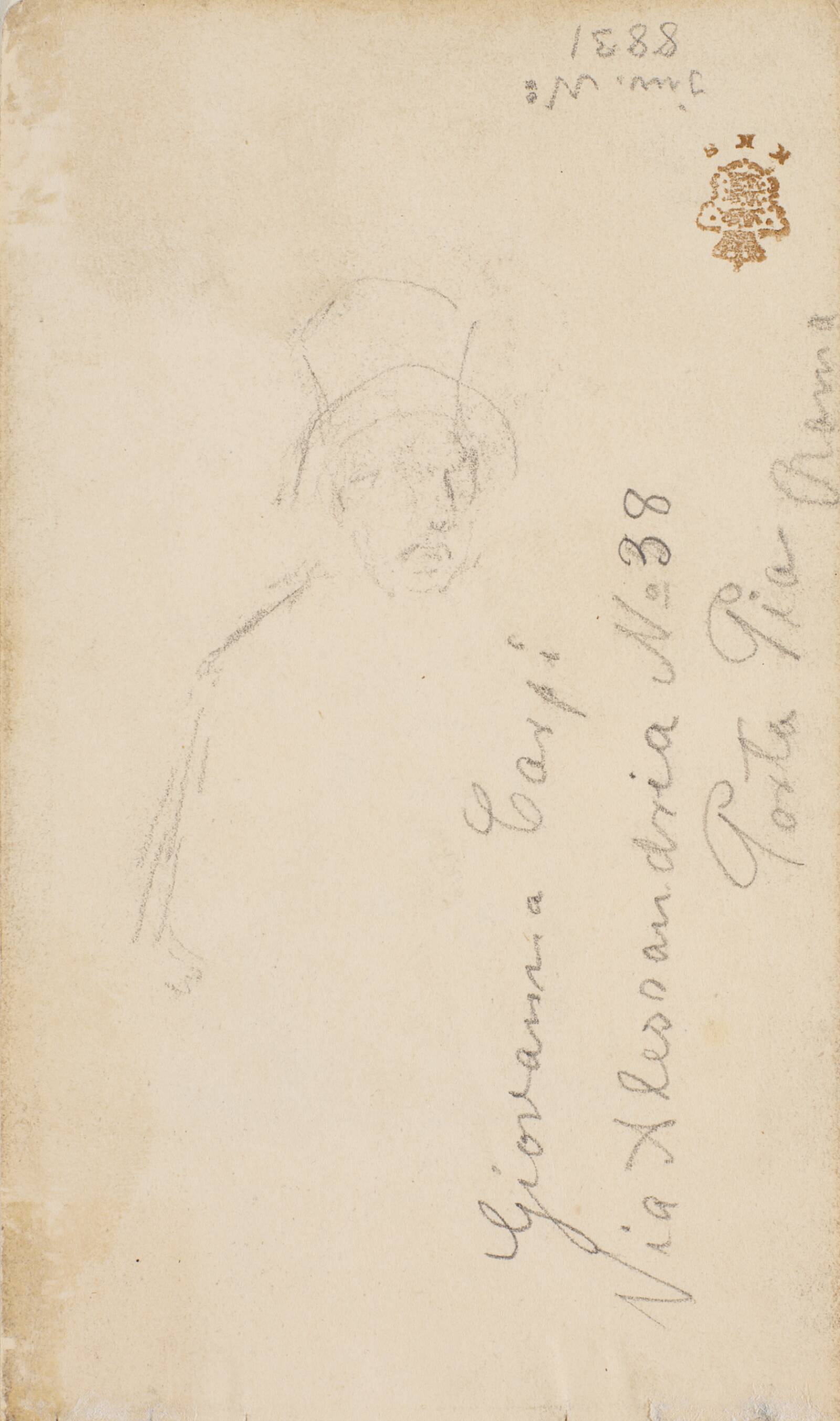 Rids af mand i halvfigur med hat, L.A. Ring, 1893-1895