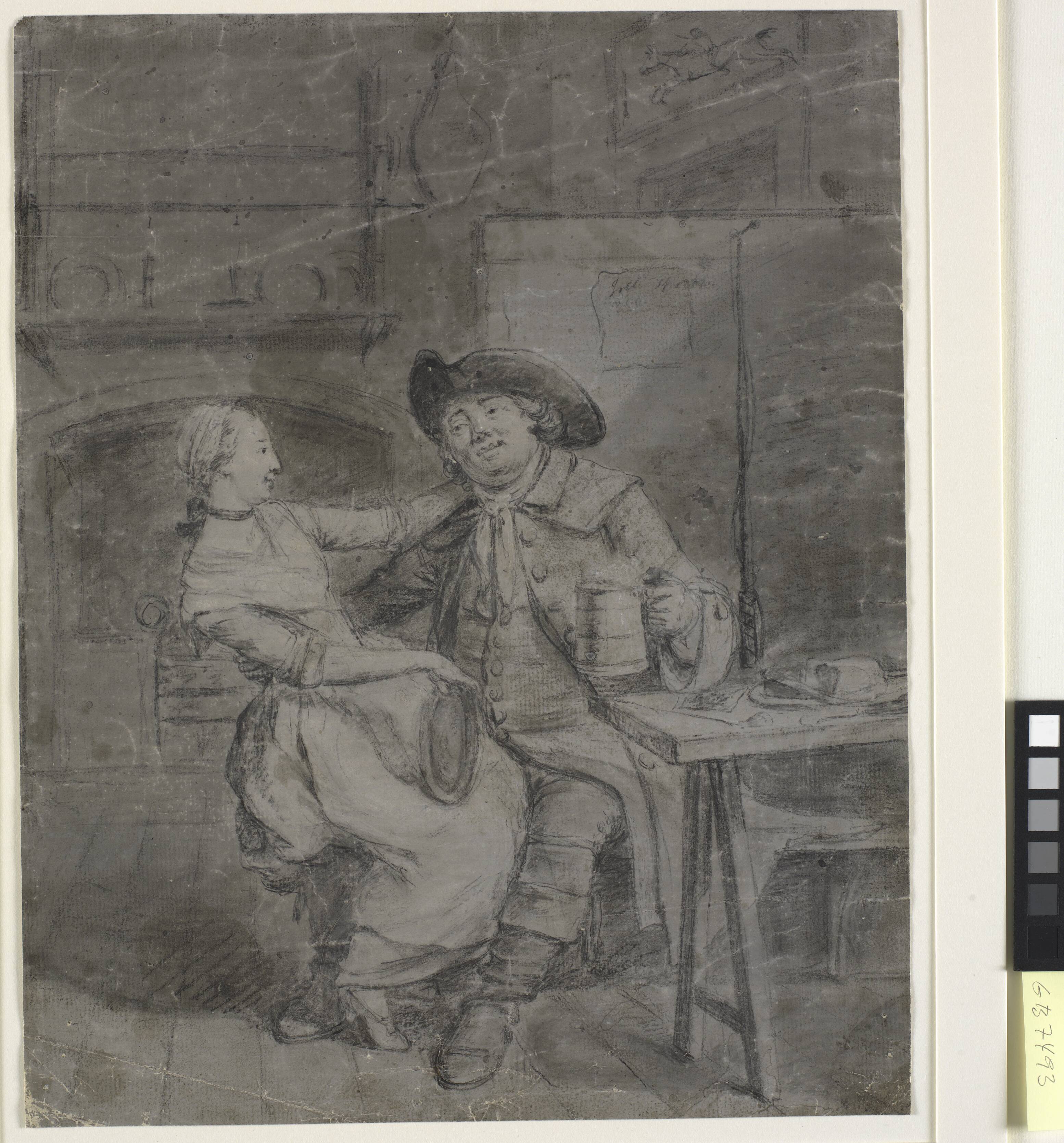 A couple merrymaking in a tavern