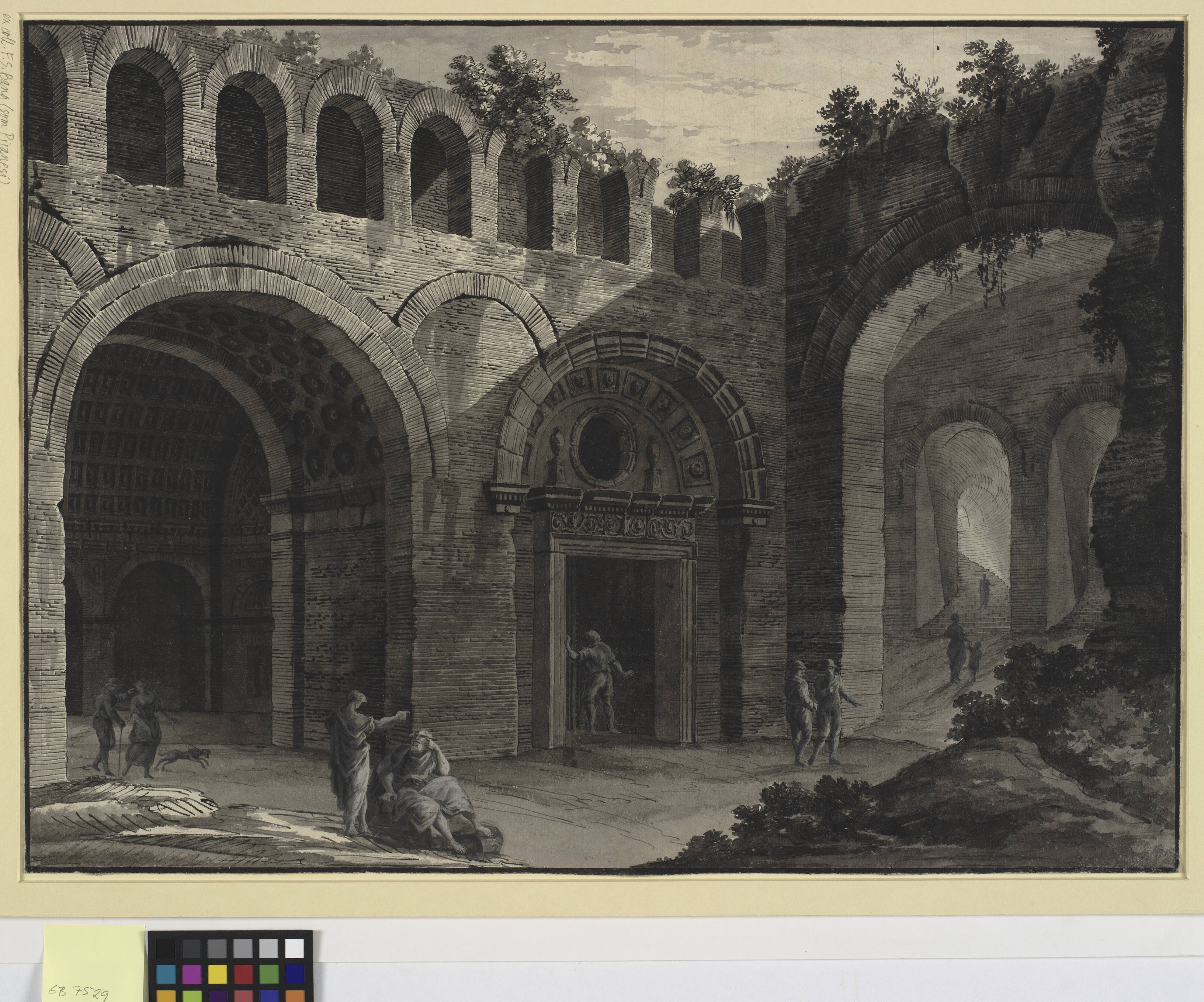 Architectural fantasy of an inner courtyard of an antique ruin