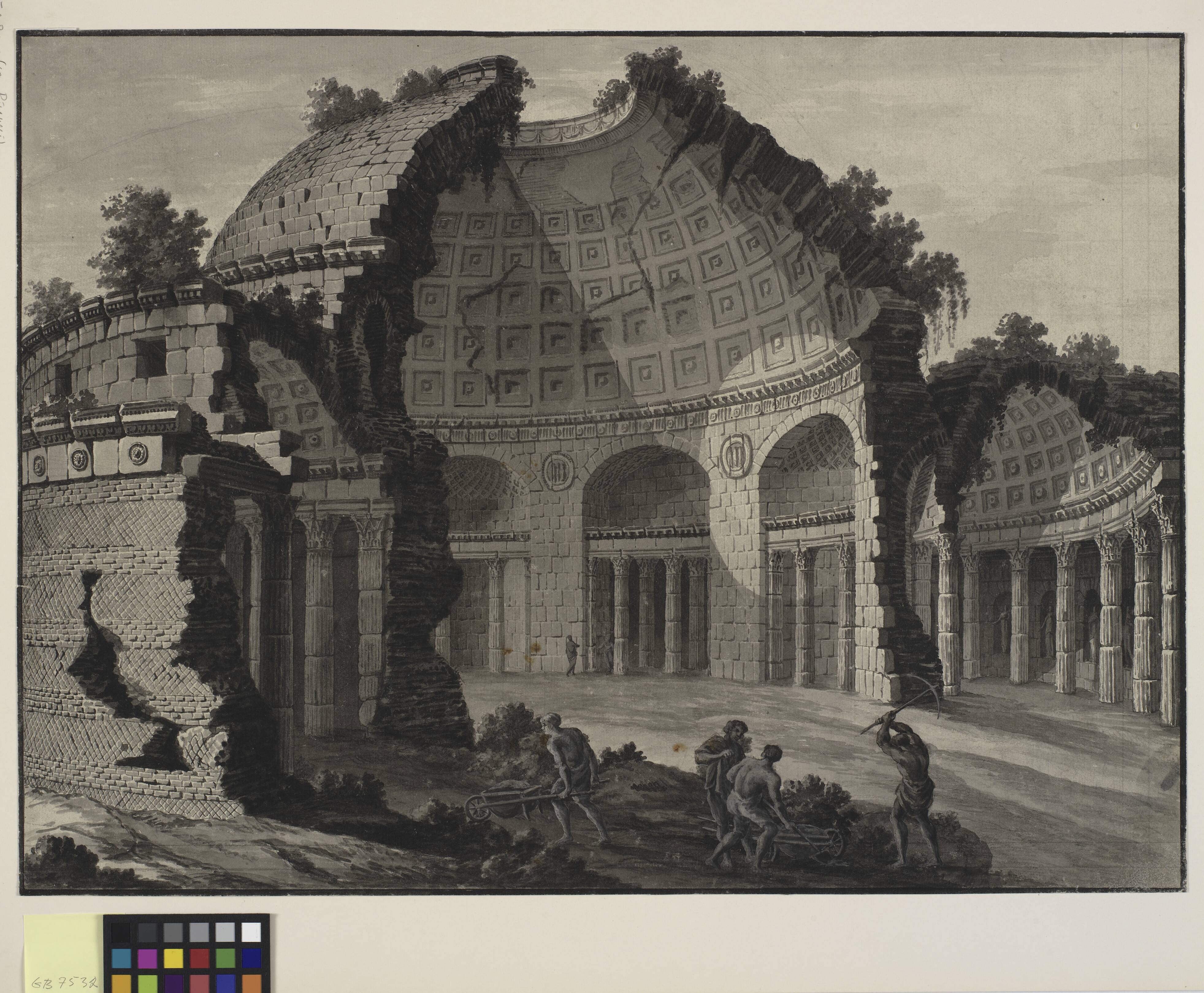 Architectural fantasy of the ruins of an antique rotunda