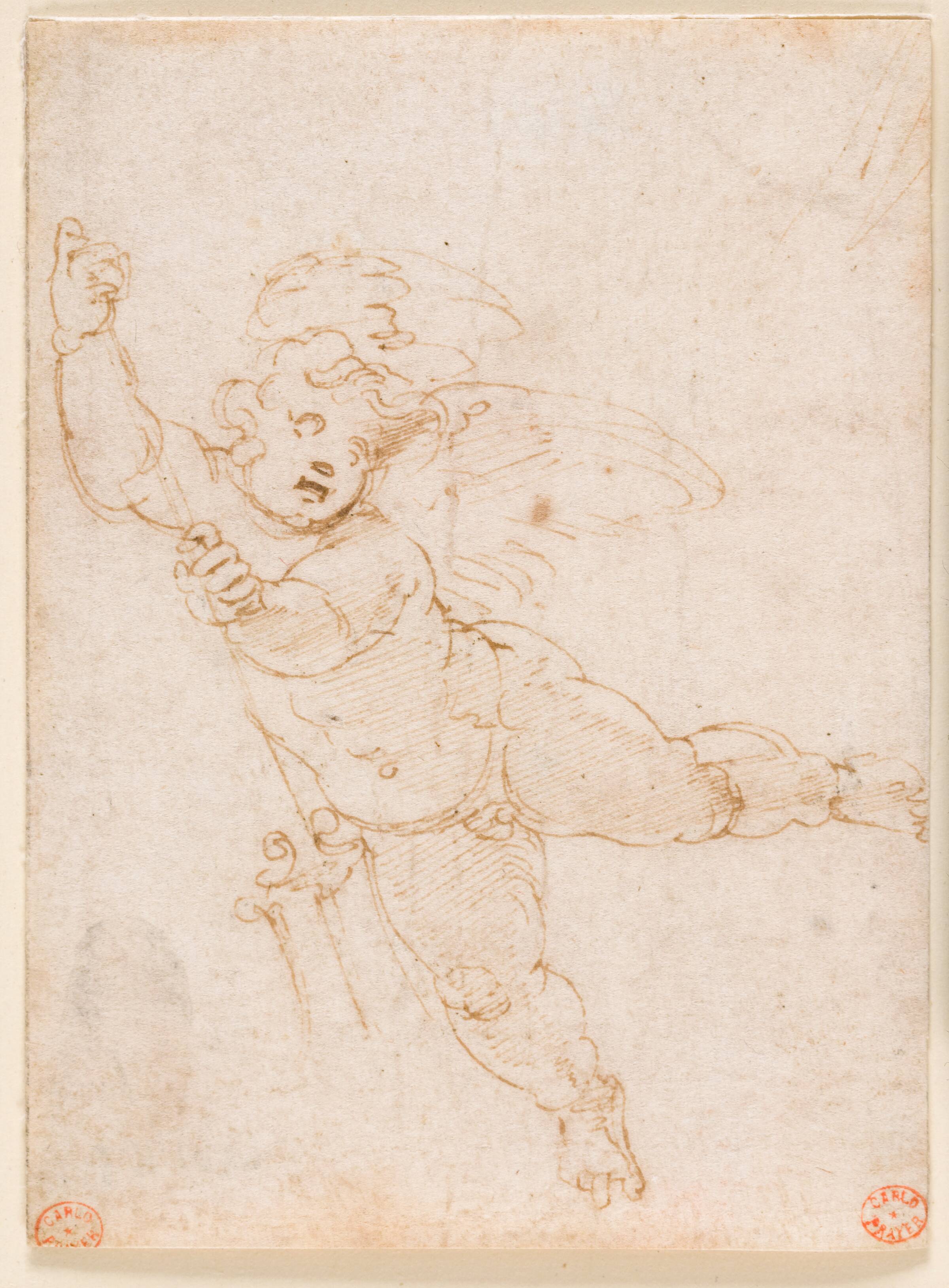 Vinget putto med trefork, Battista Franco, 1498-1561