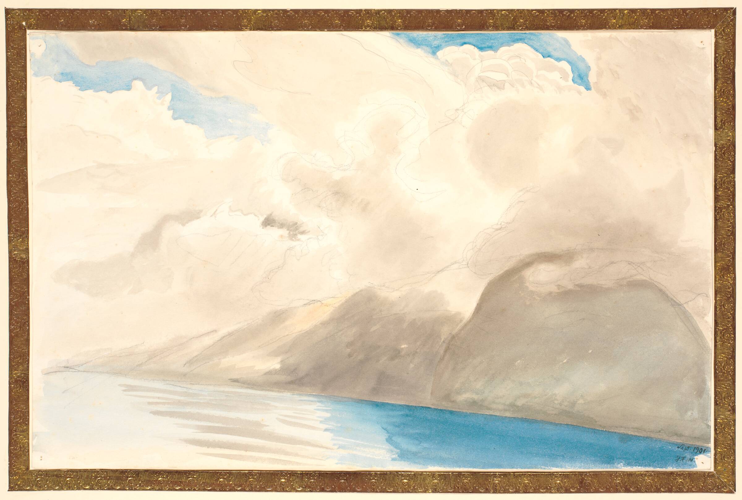 Bjergstudie med sø og drivende skyer, J.F. Willumsen, 1901