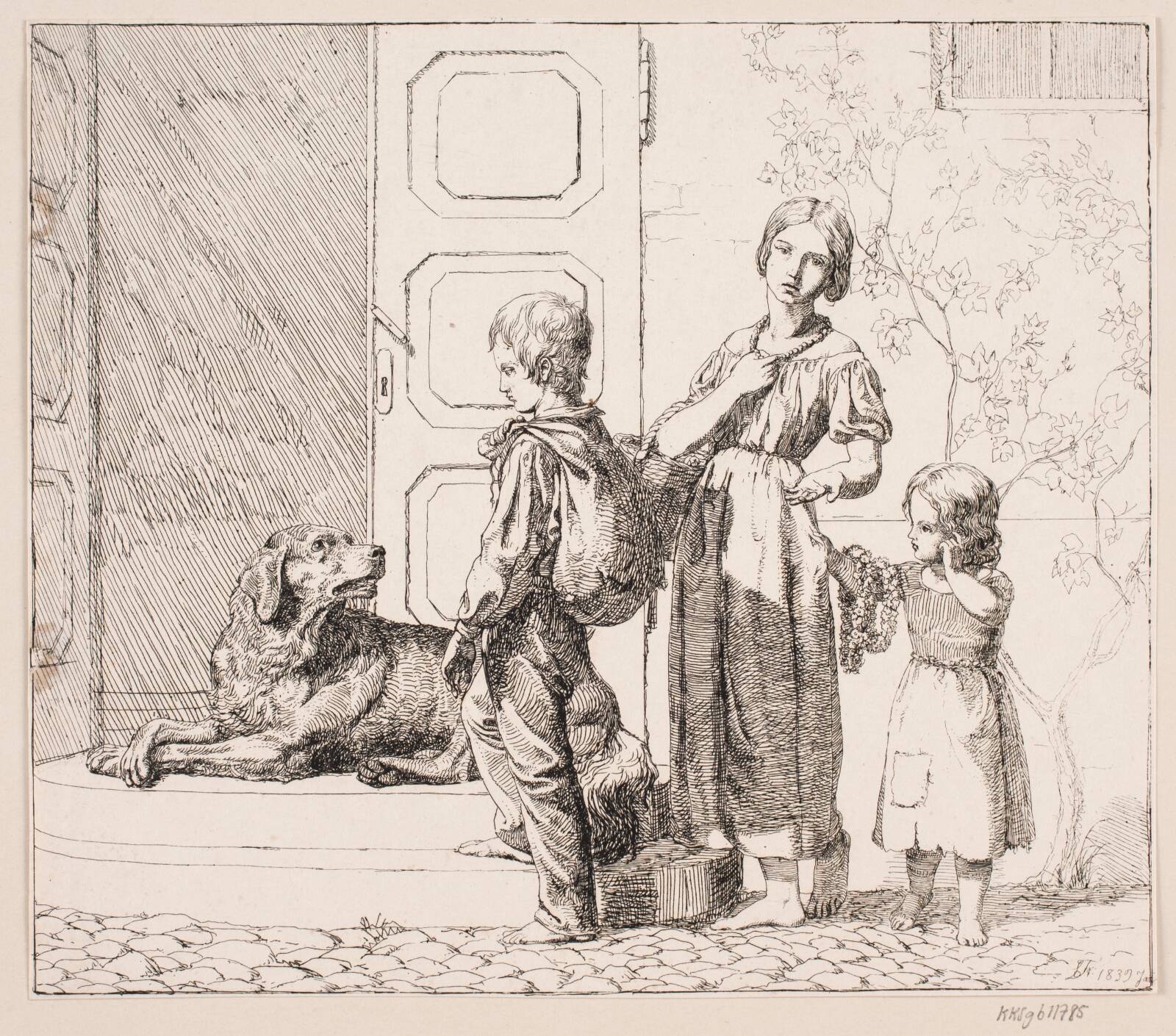 Tre tiggerbørn, Lorenz Frølich, 1839