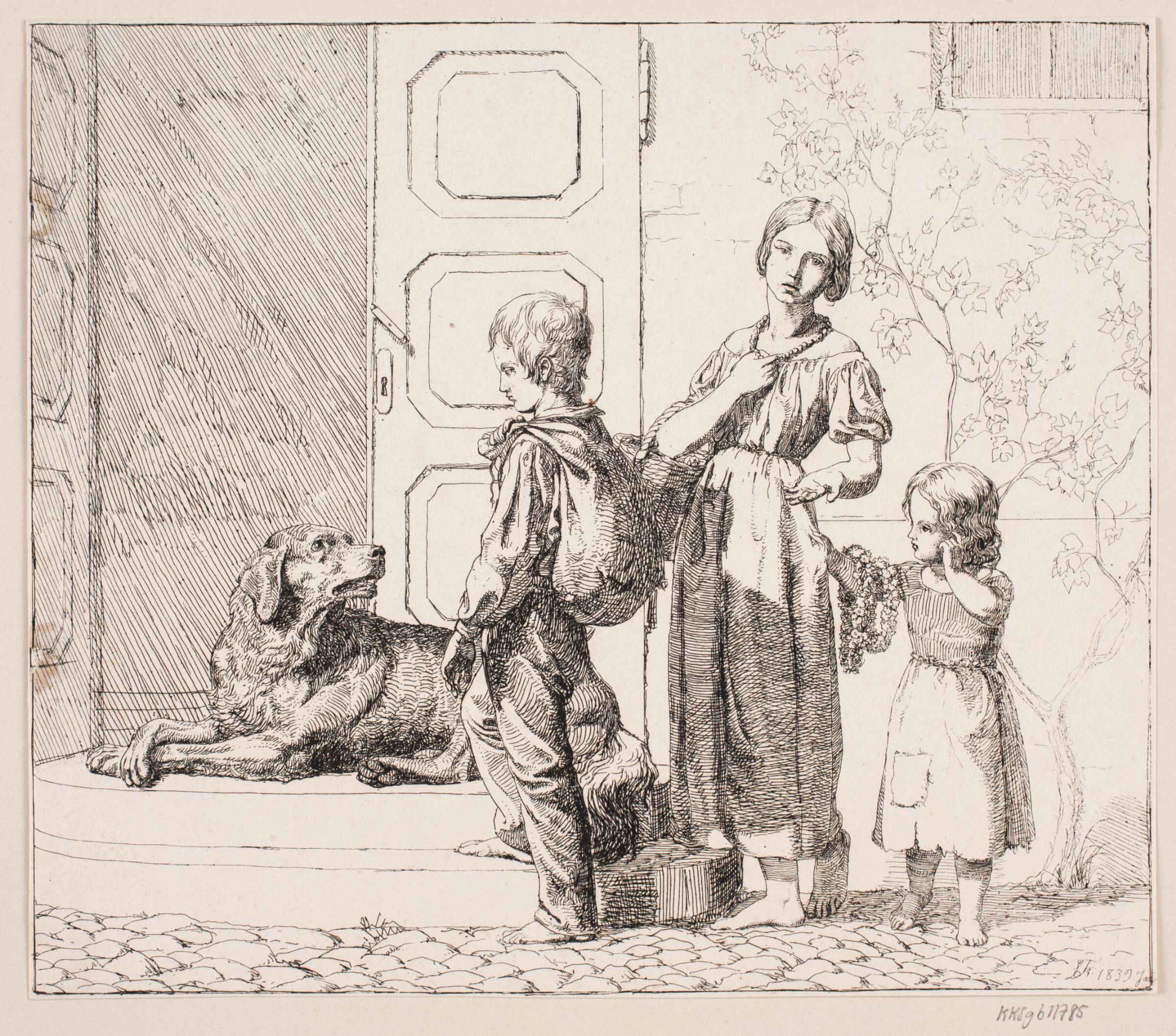 Tre tiggerbørn, Lorenz Frølich, 1839