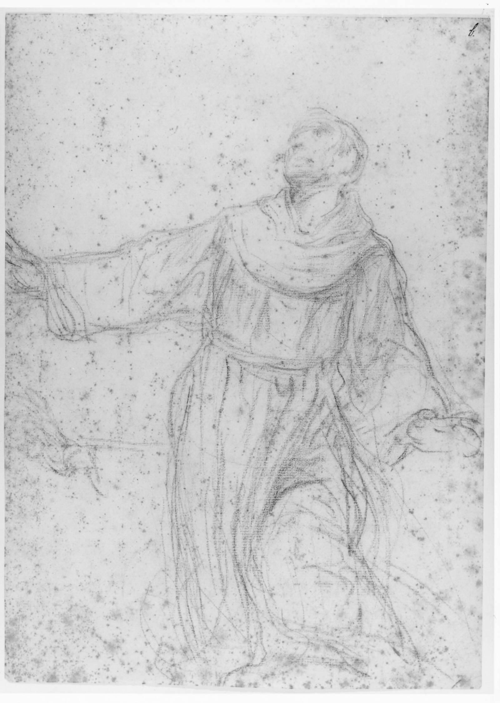 Studie af en knælende munk, Ubekendt, 1700-1799