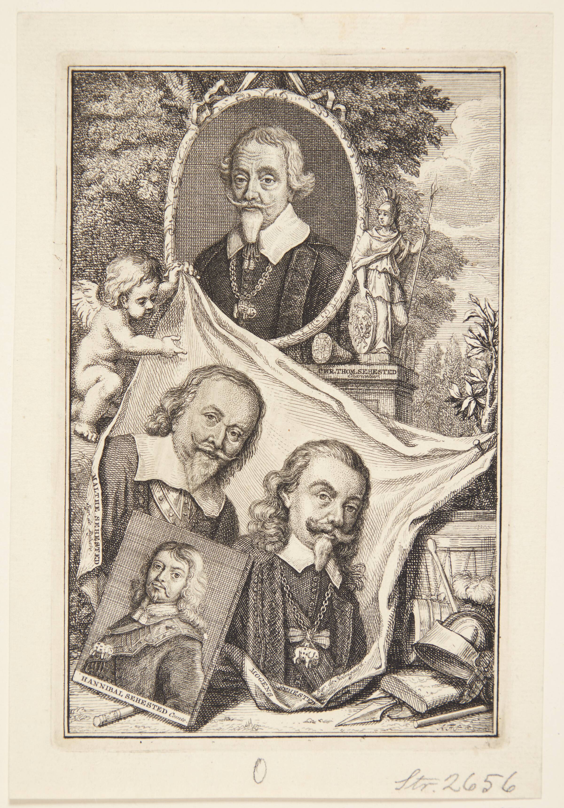 Gruppebilede af medlemmer af Sehested-slægten, Anna Folkema, 1746