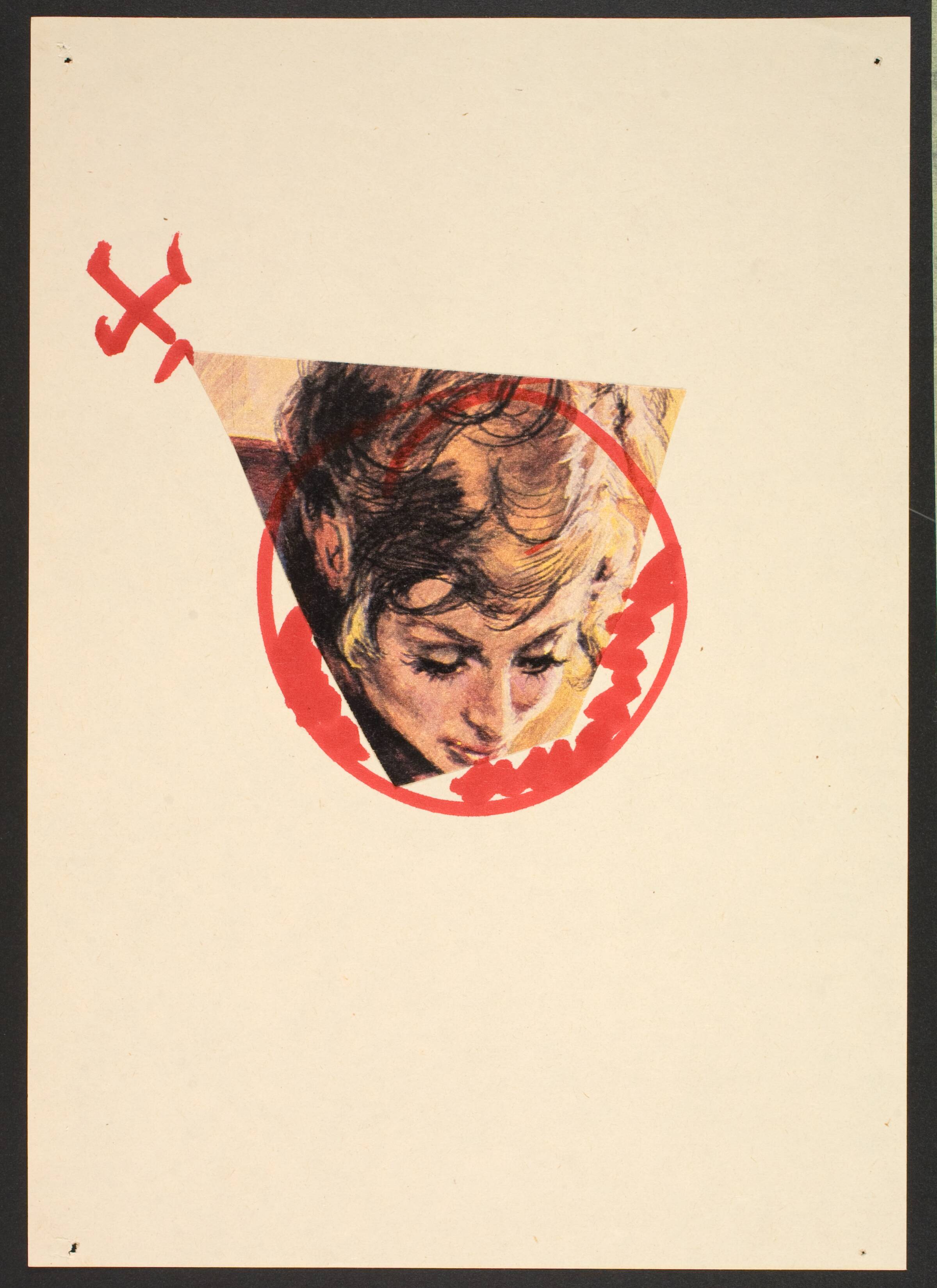 Udklip på papir med kvindetegnet, Lene Adler Petersen, 1974