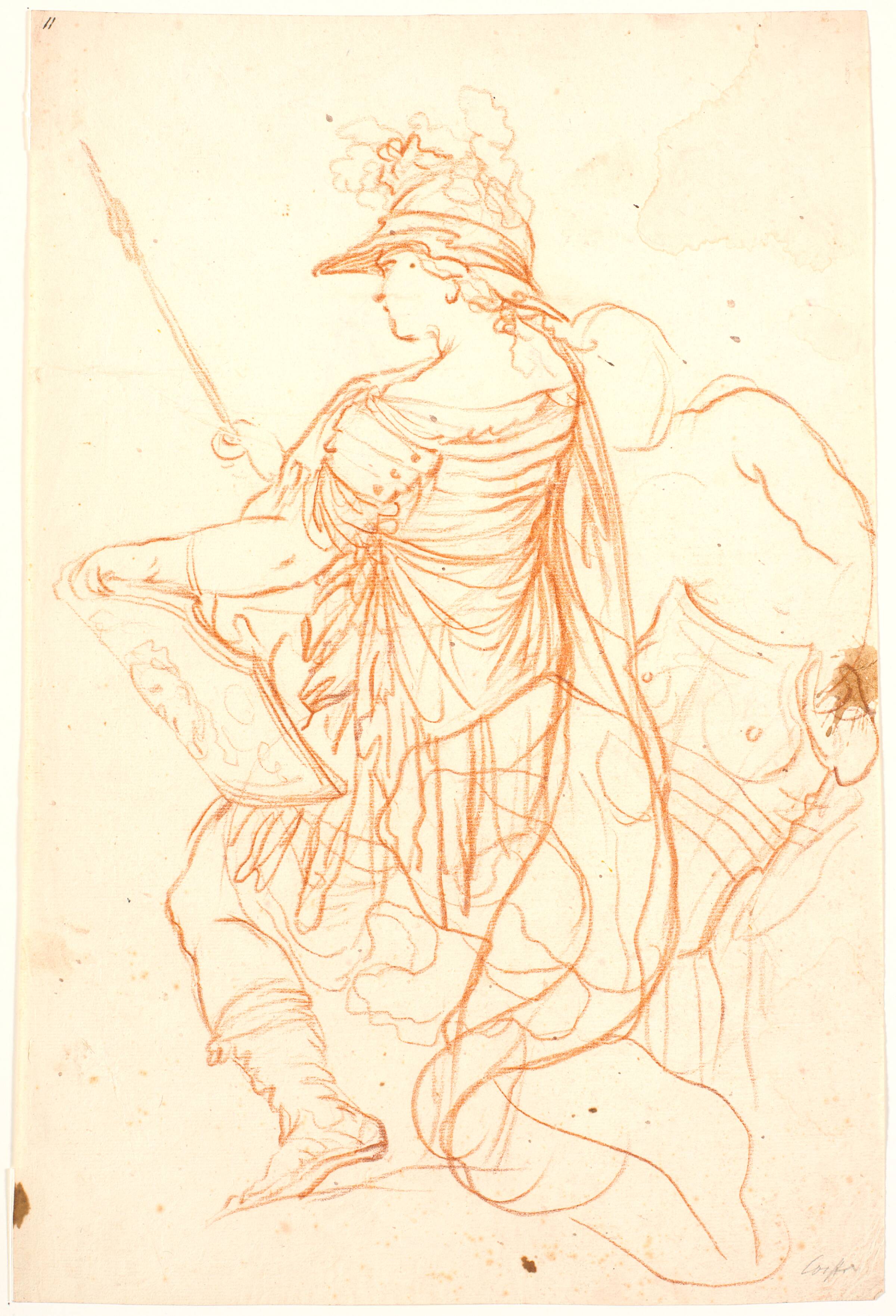 Pallas Athene, vendt mod venstre, samt yderligere en figur, Bénoit Le Coffre, 1671-1722