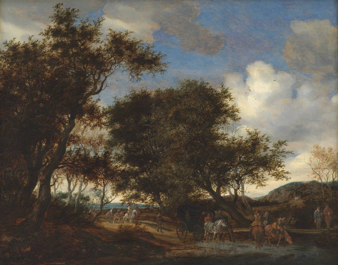 Landscape with Travellers Watering their Horses, by Salomon van Ruysdael, 1659
