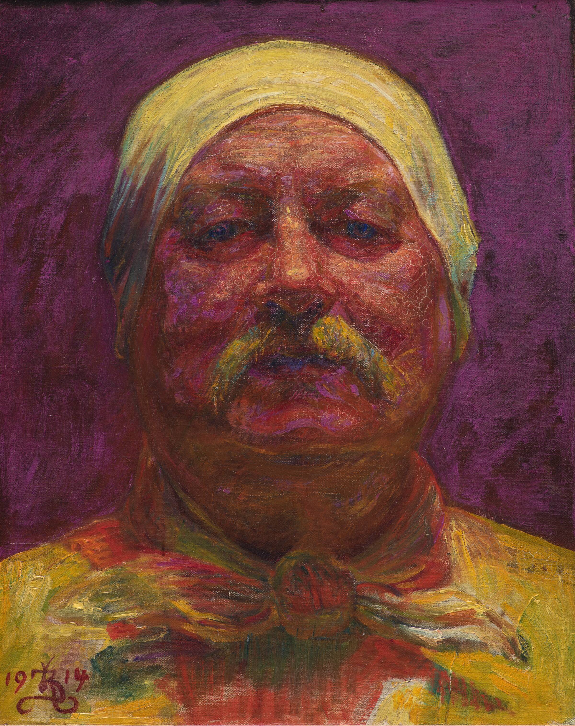 Selvportræt en face. Lampelys, Kristian Zahrtmann, 1914