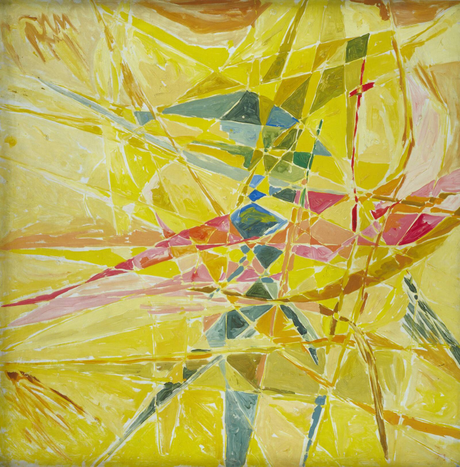 Komposition i gult, rødt og grønt, Else Alfelt, 1944
