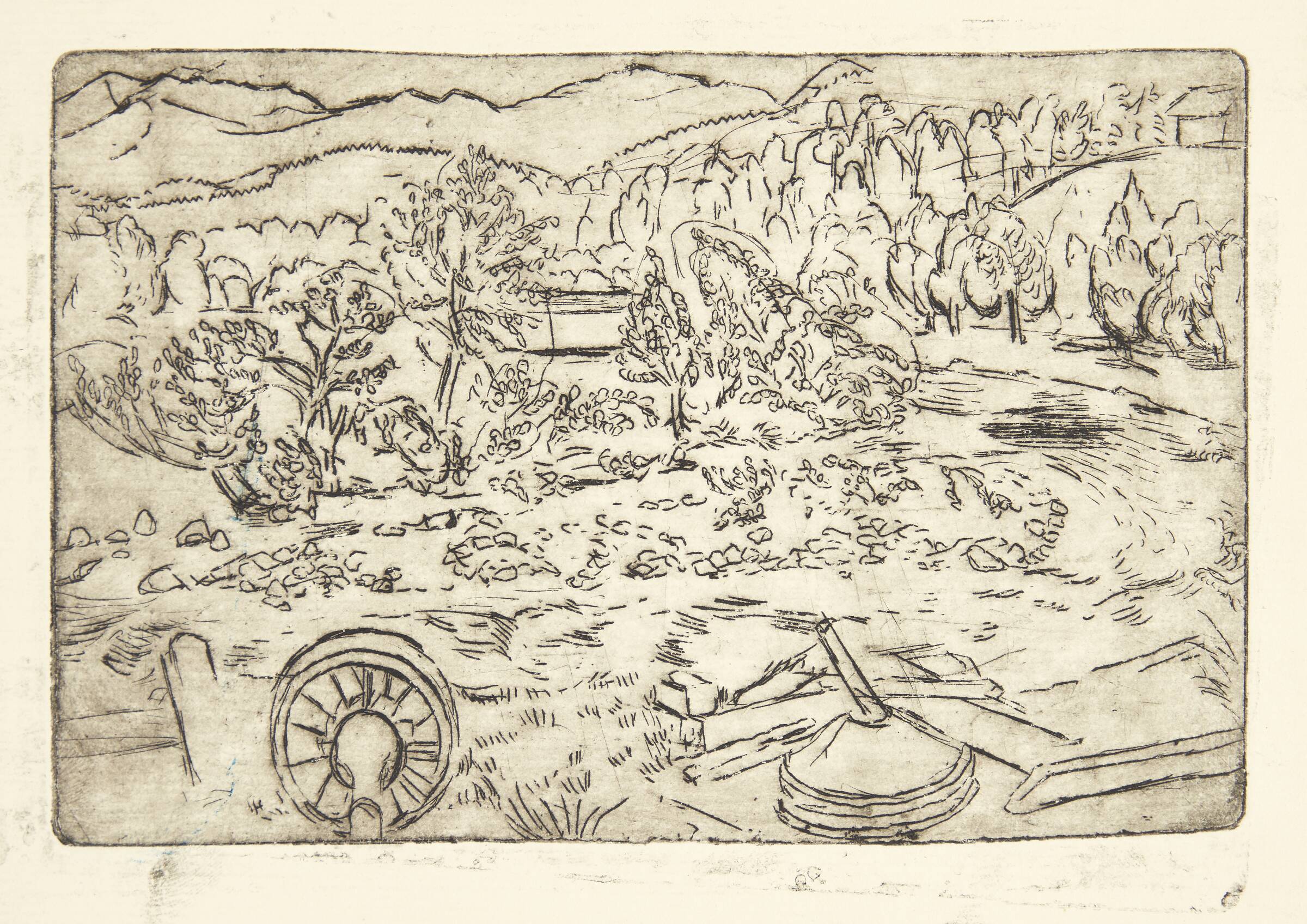 Norsk landskab med en elv. Telemarken, Karen Westman, 1950