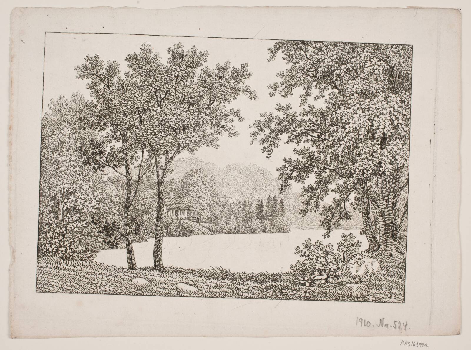Landskab med sø, Søren Henrik Petersen, 1788-1860
