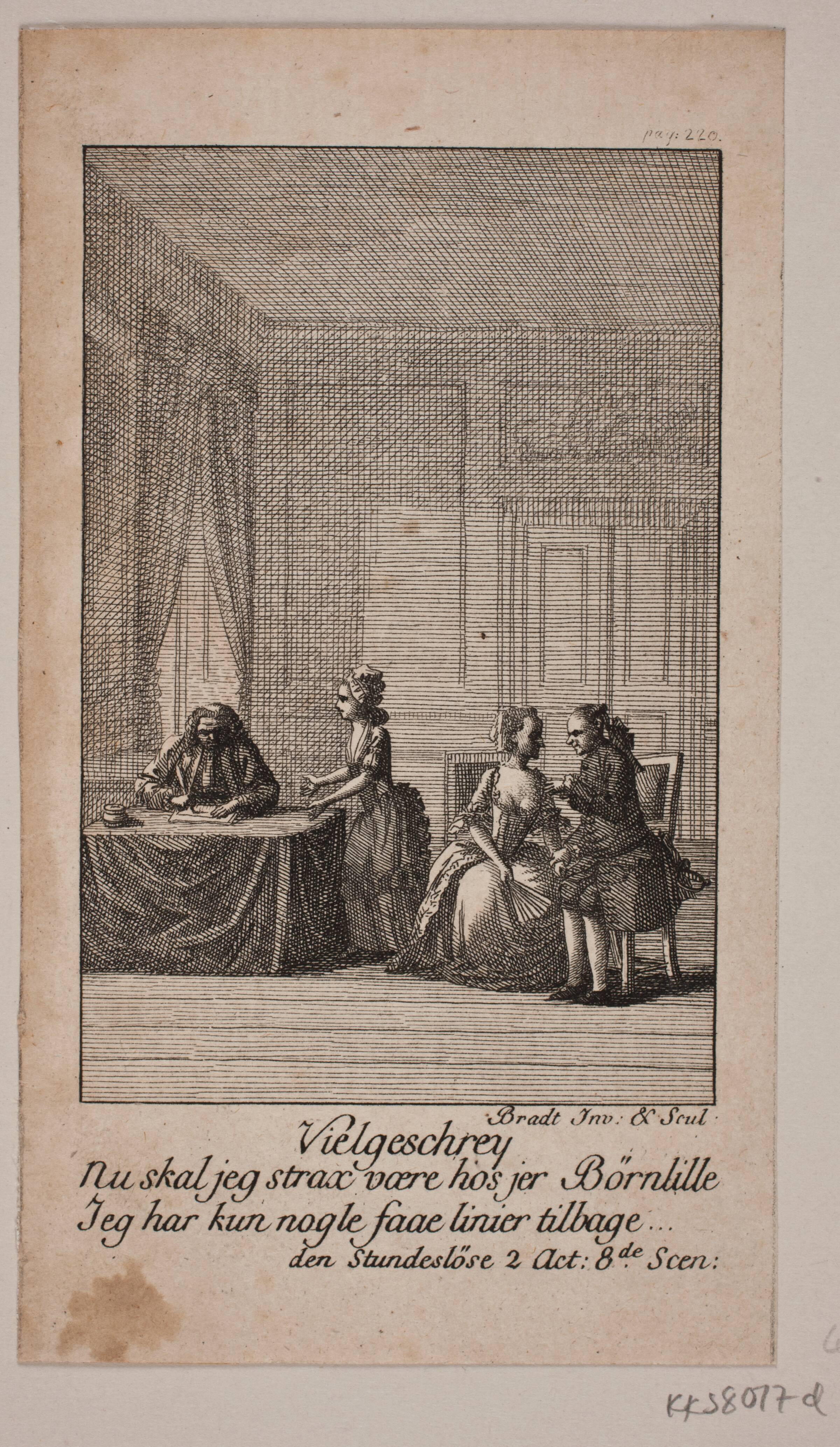 Illustration til Ludvig Holbergs "Den Stundesløse", Bradt, F.L., 1784