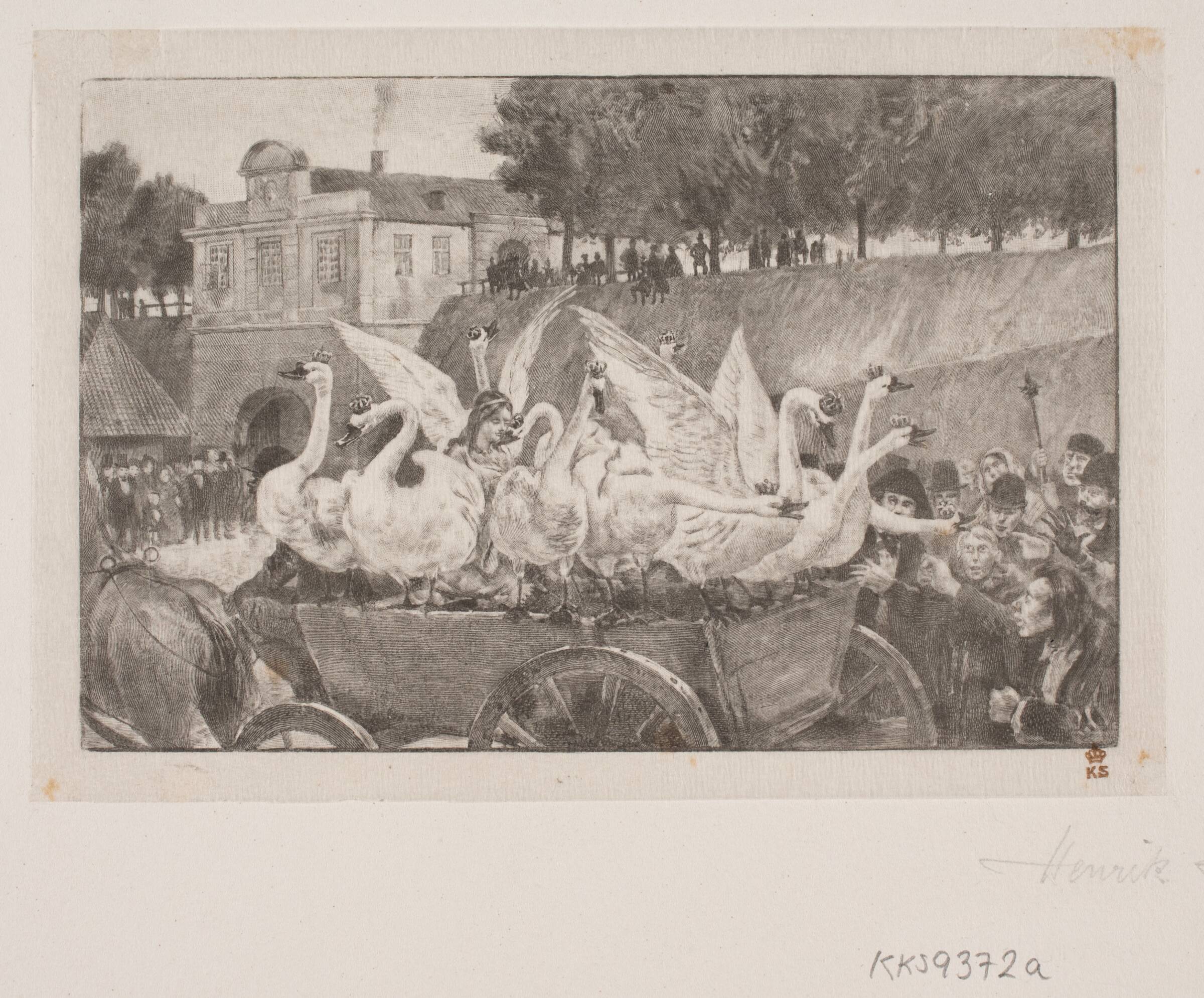 Illustration til H. C. Andersen: "De vilde svaner", Henrik Arnold Hamilkar Sørensen, 1864-1944