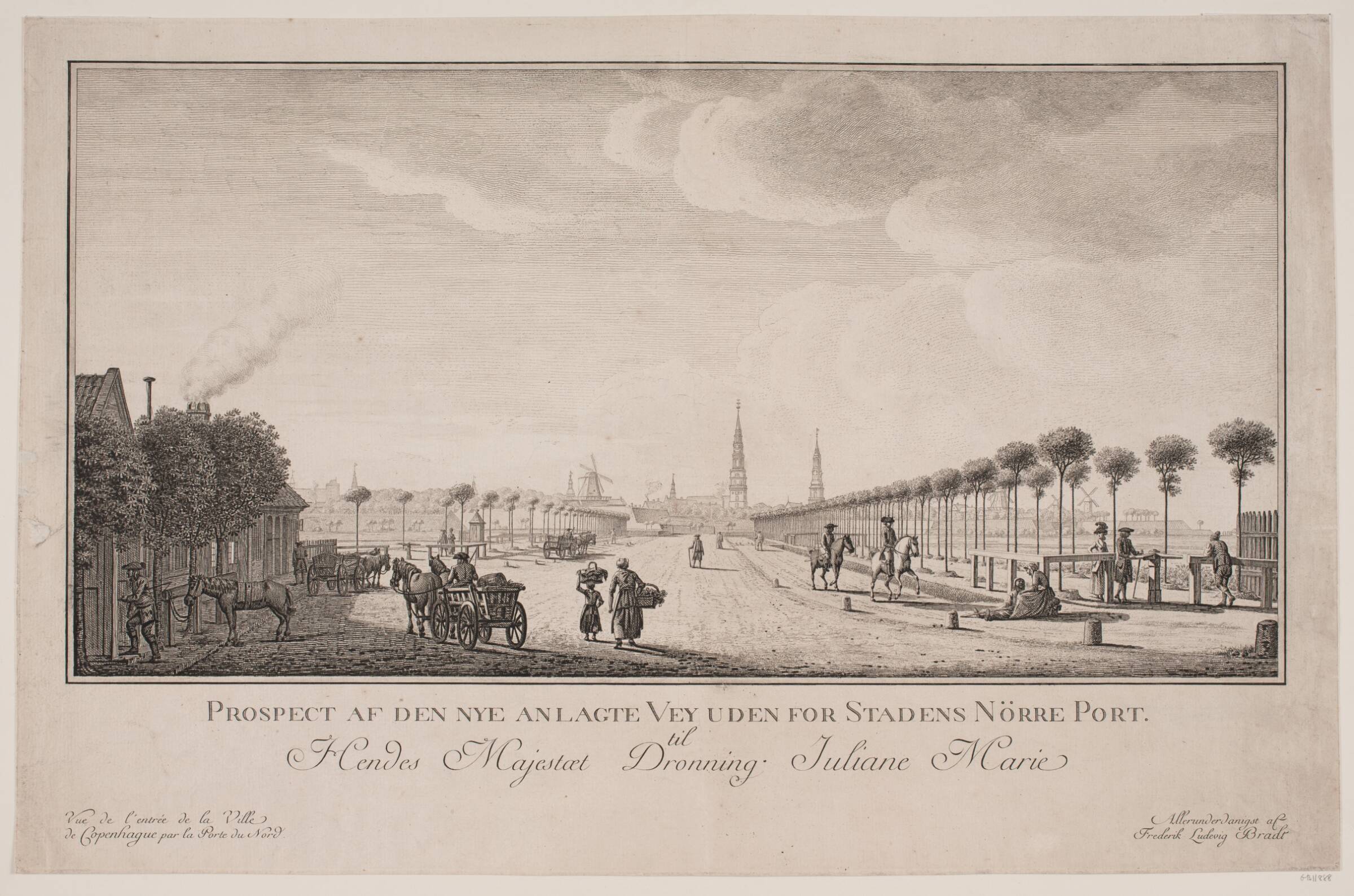Prospekt af den nye anlagte vej uden for Stadens Nørre Port, Bradt, F.L., 1747-1829