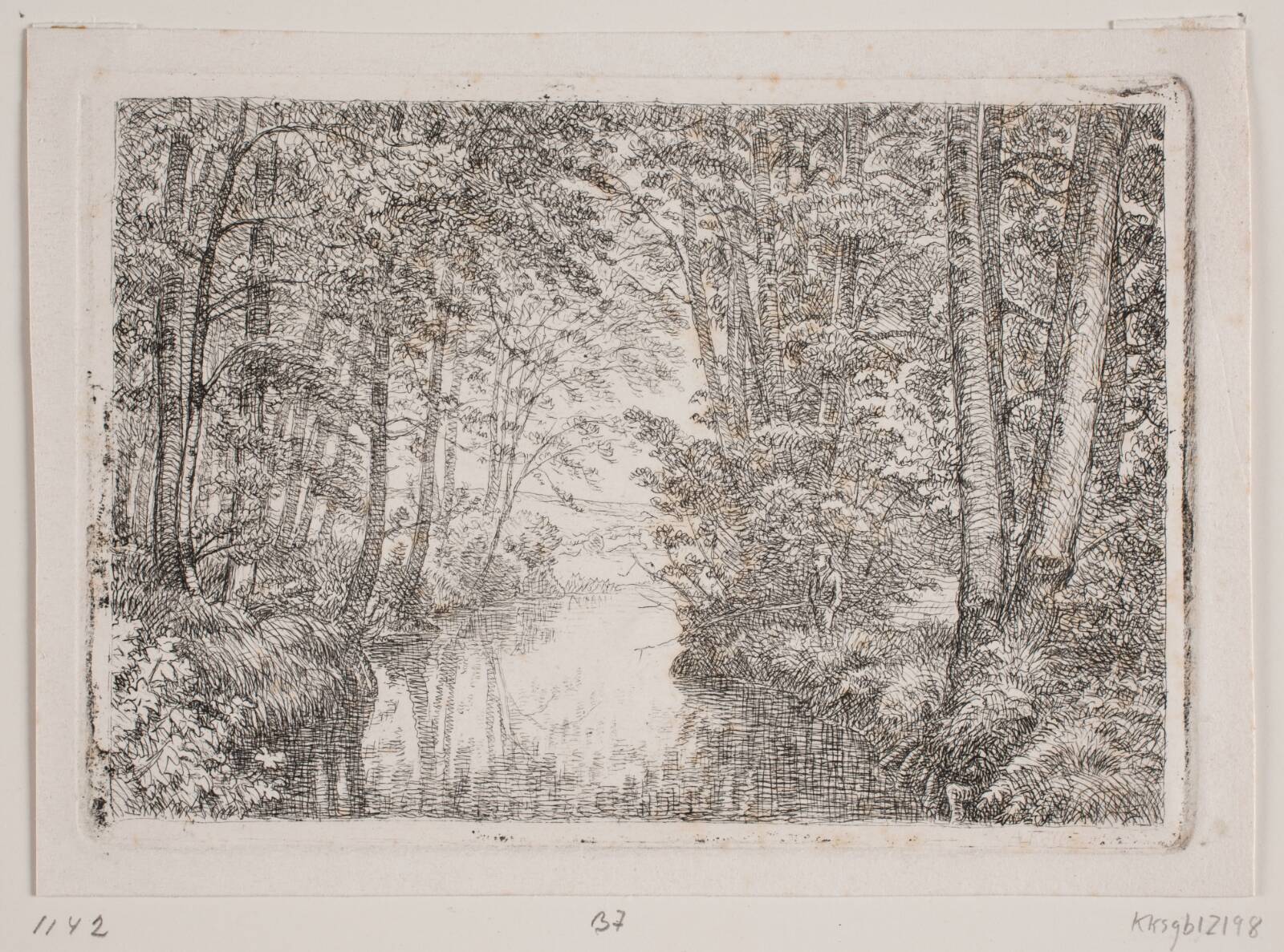 Åløb i en skov, C.A. Kølle, 1855
