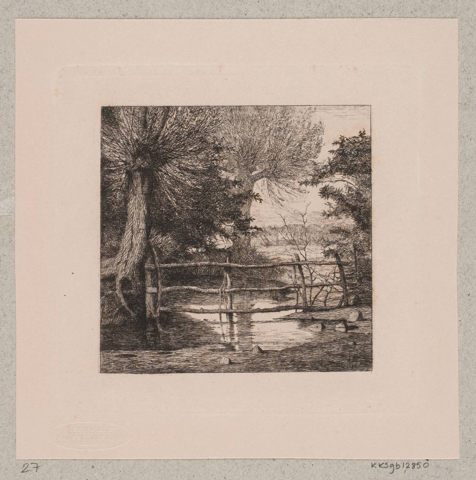 Piletræer ved et vandløb, Otto Haslund, 1865