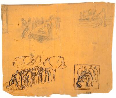 Kompositionsudkast til bl.a. maleriet "Den blinde ved vejen råber efter Kristus", 1910