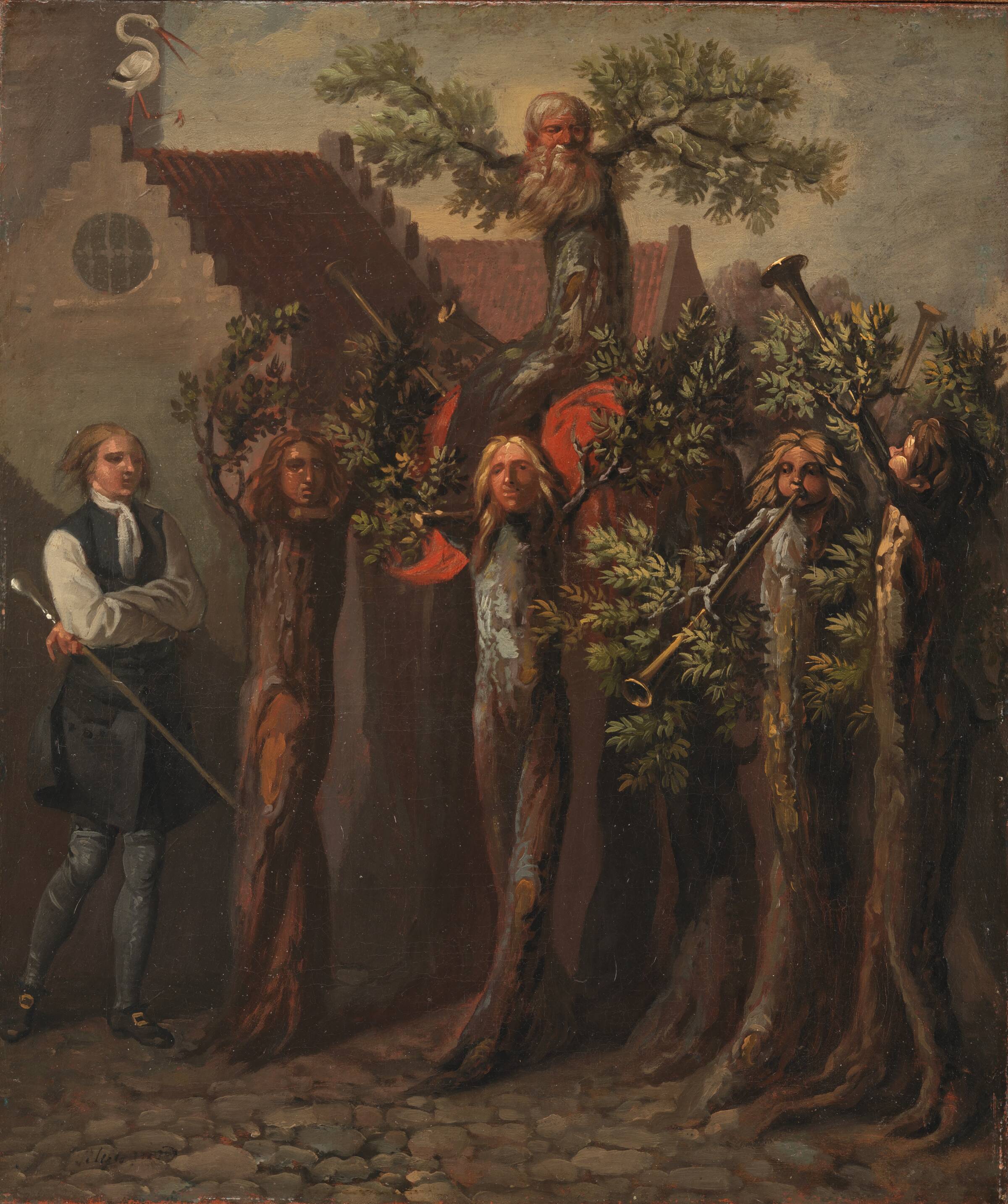En potuaner, hvis reformforslag er billiget, bæres i triumf, Nicolai Abildgaard, 1785-1787