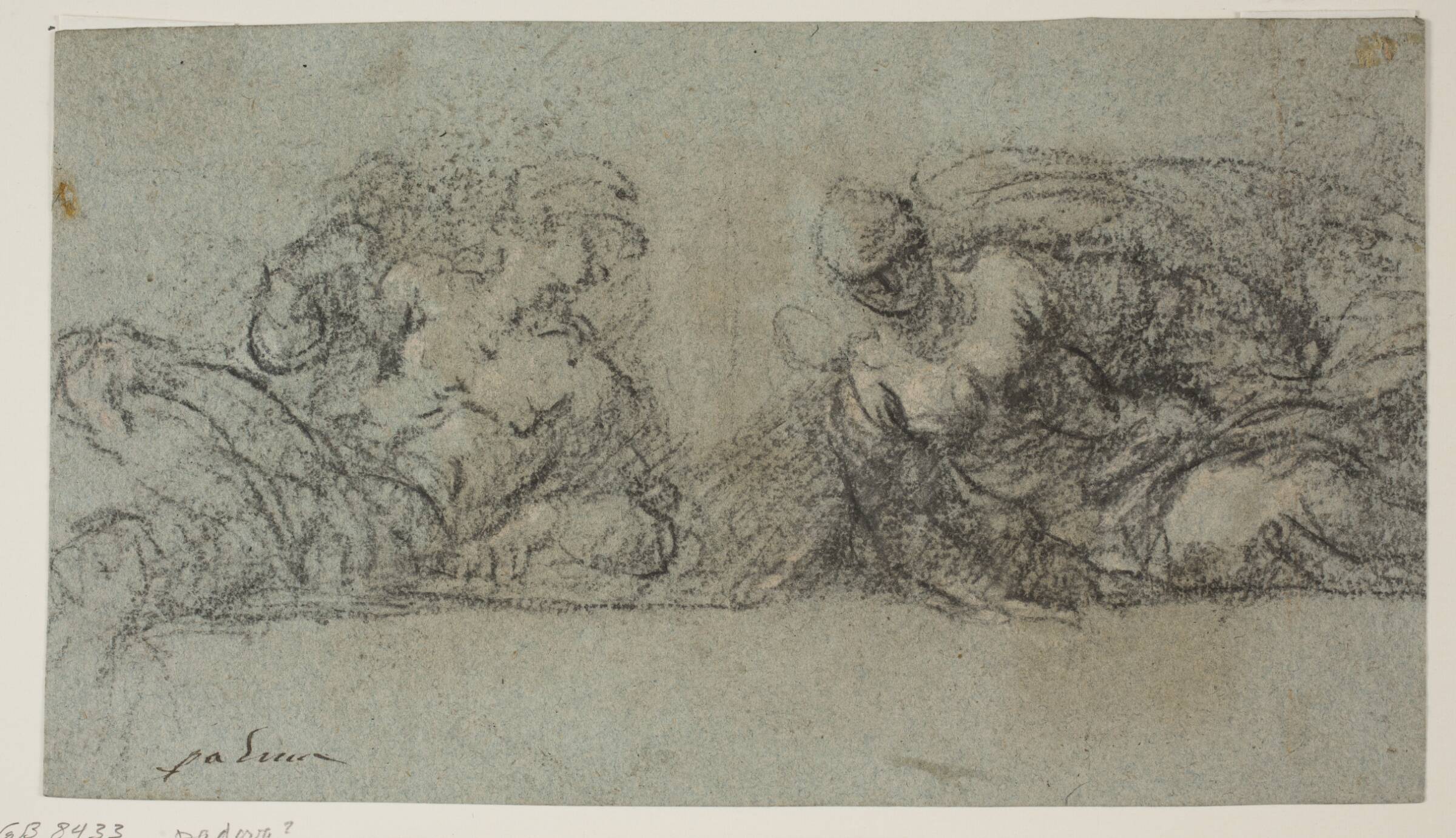To halvliggende figurer vendt mod hinanden, Jacopo Palma, 1548-1628