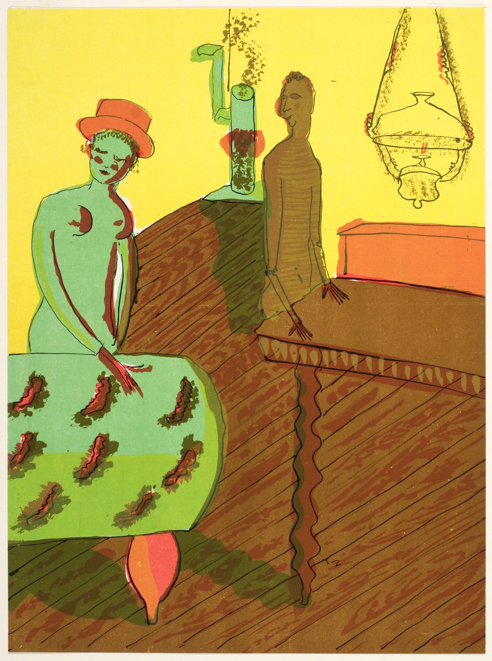 Interiør med figurer, Karl Larsen, 1919