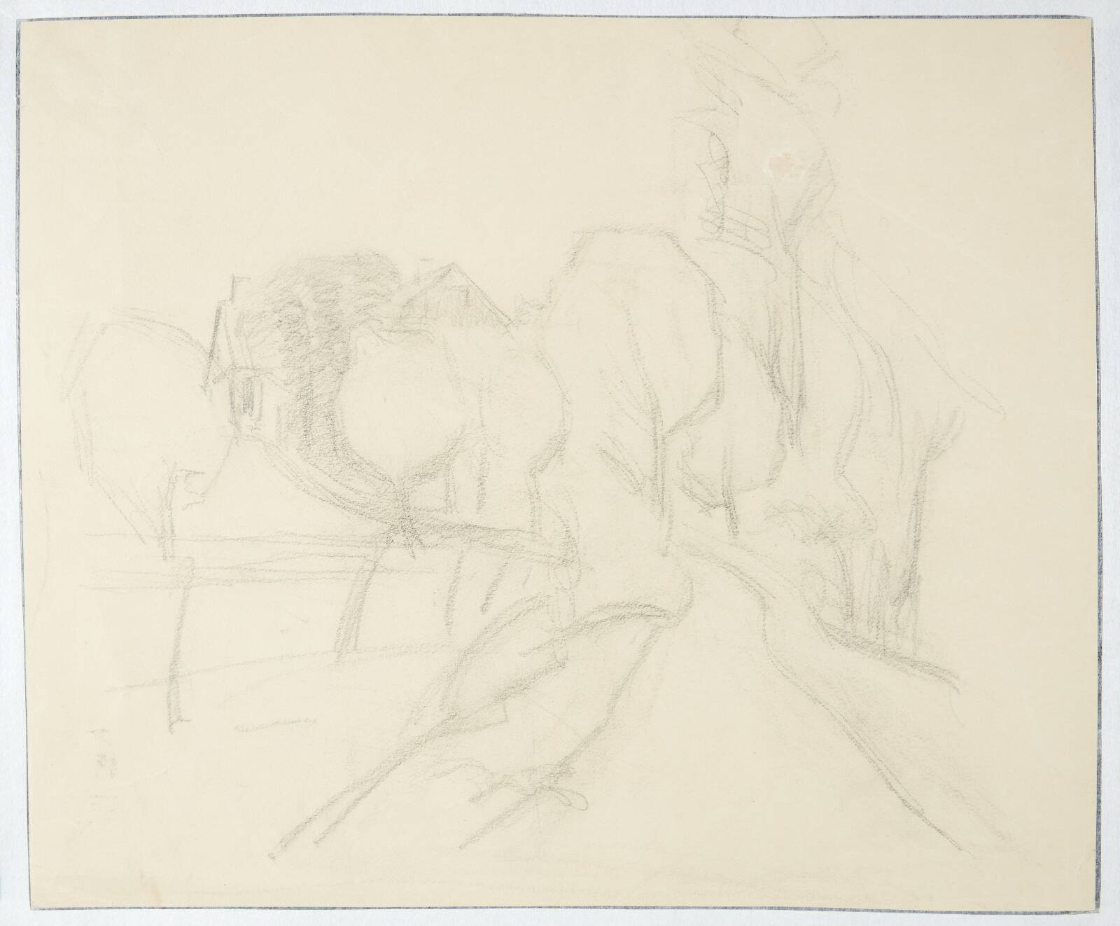 Hus ved vej bag træer, Albert Gottschalk, 1866-1906
