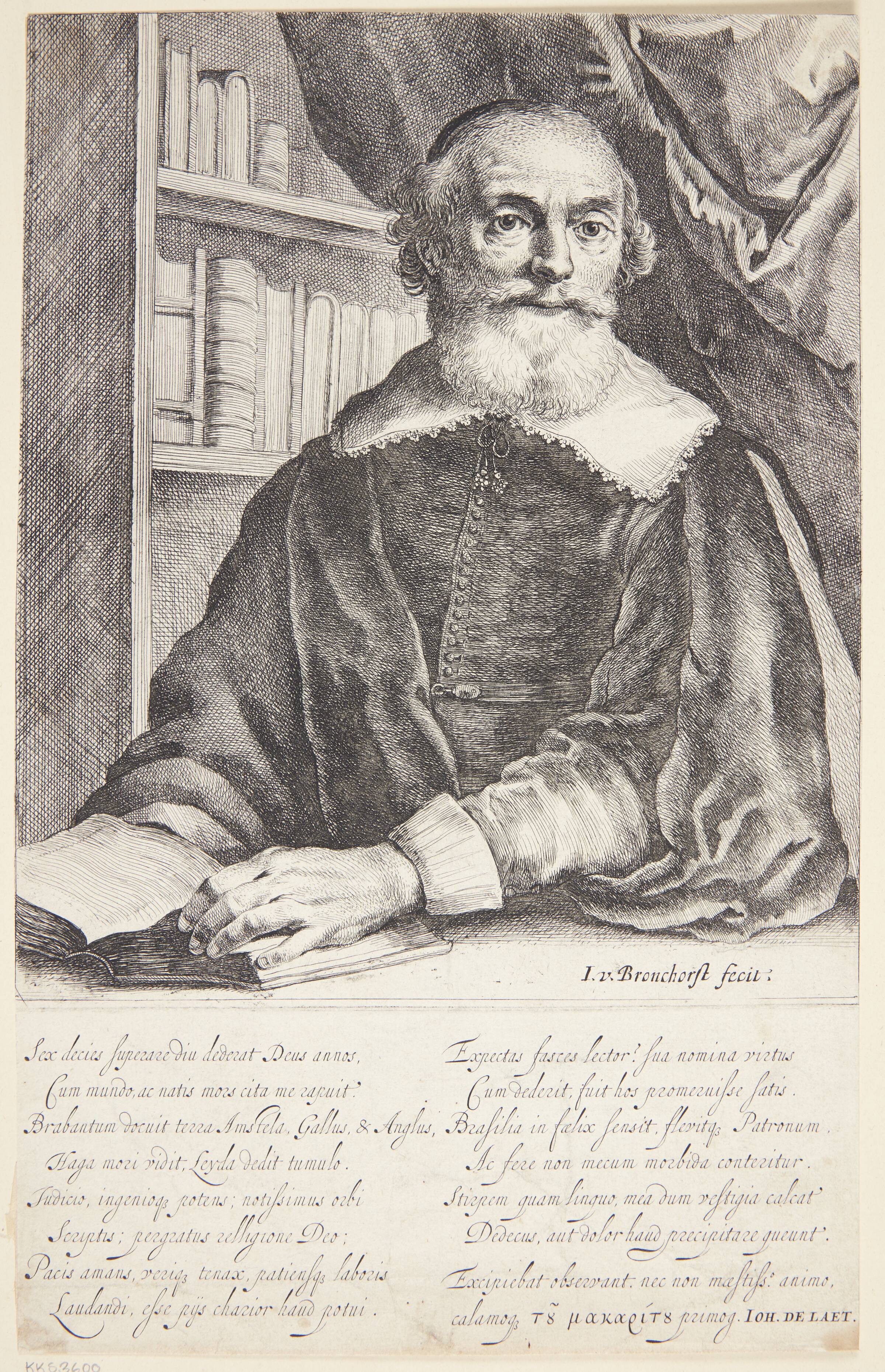 Portræt af Jan de Laet, Jan Gerritsz van Bronchorst, 1603-1661