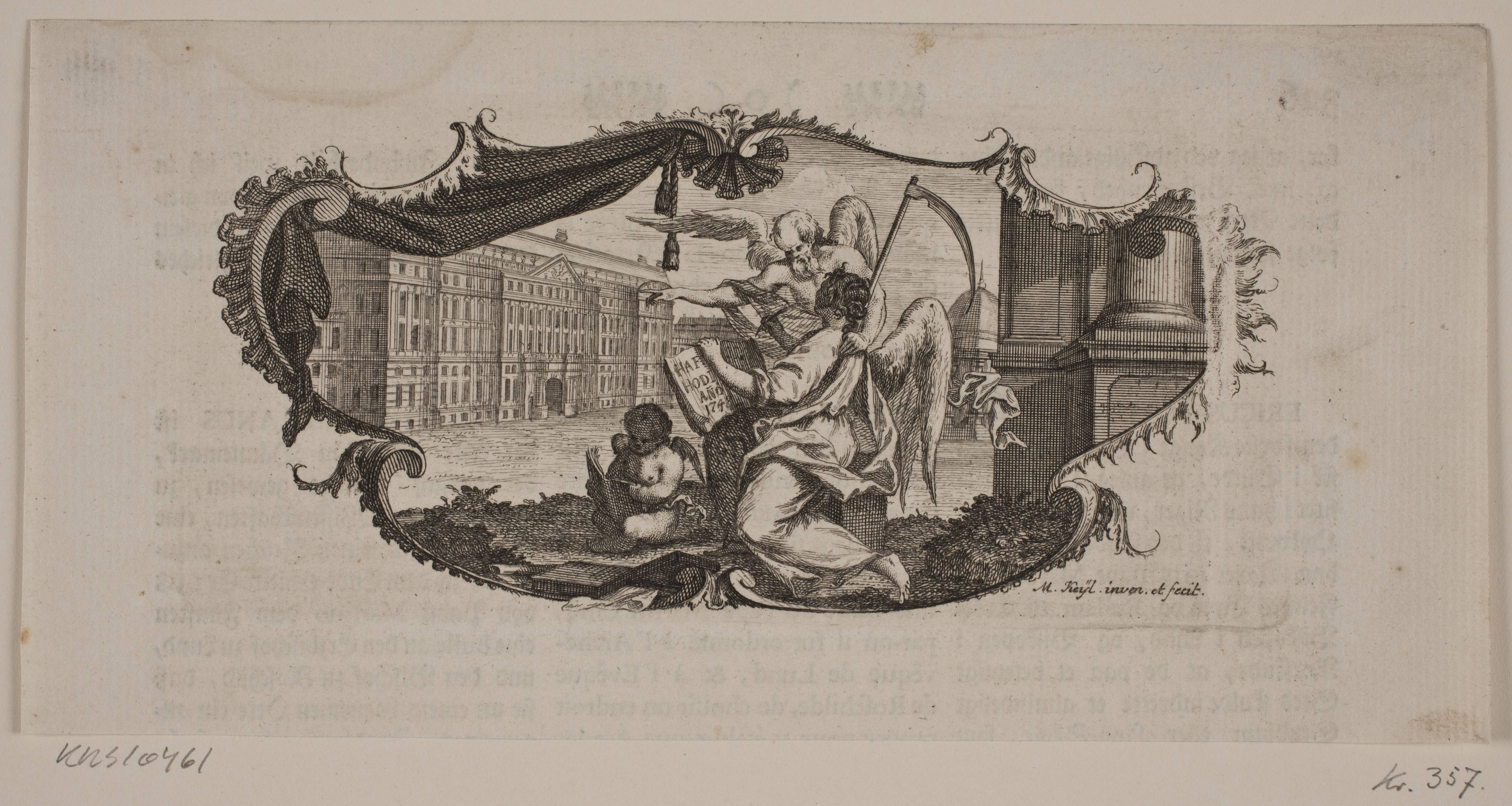 Vignet til Lauritz de Thurah's, "Hafnia Hodierna, Eller Udførlig Beskrivelse om den Kongelige Residentz- og Hoved-Stad Kiøbenhavn", 1748