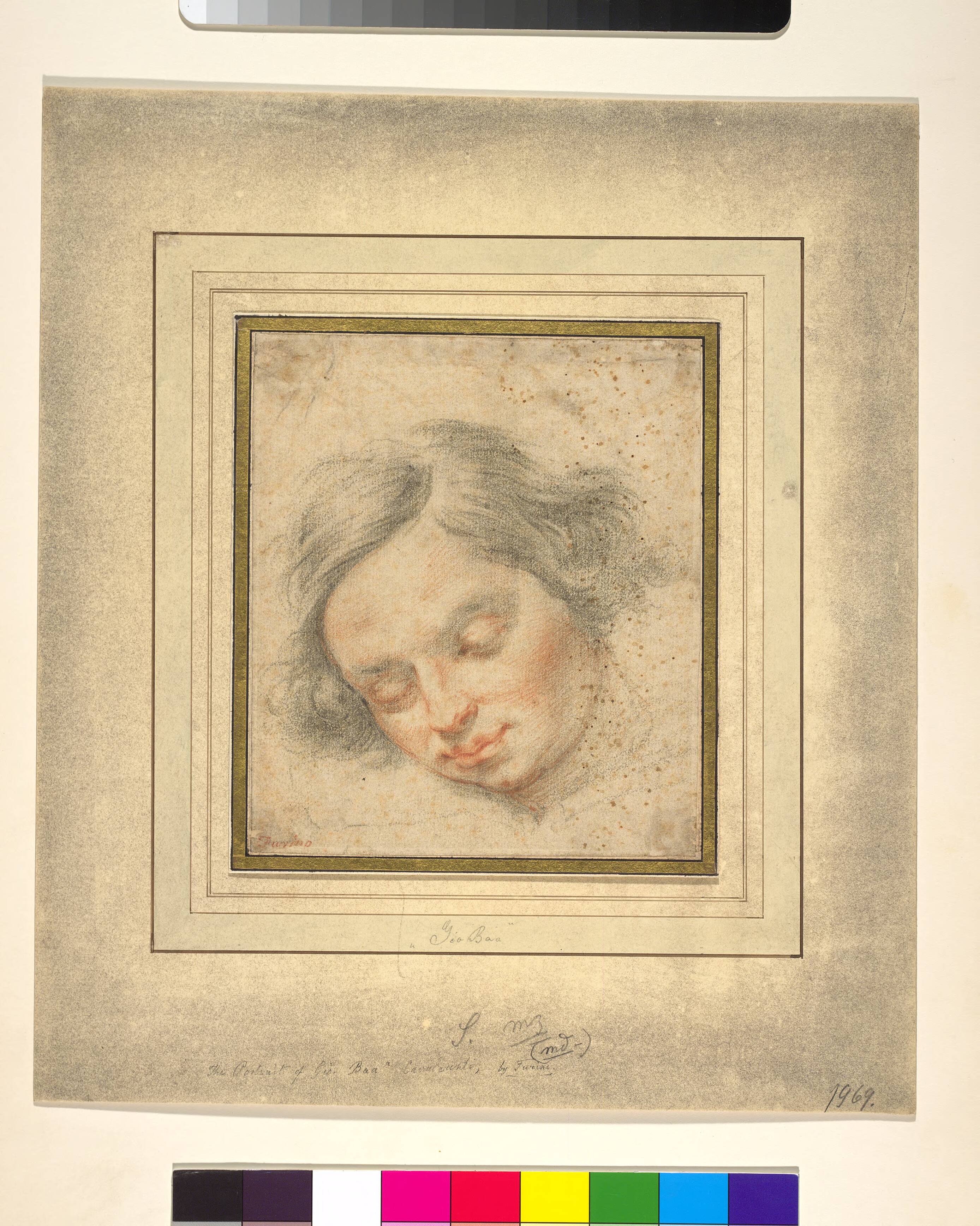 The head of a young man with closed eyes