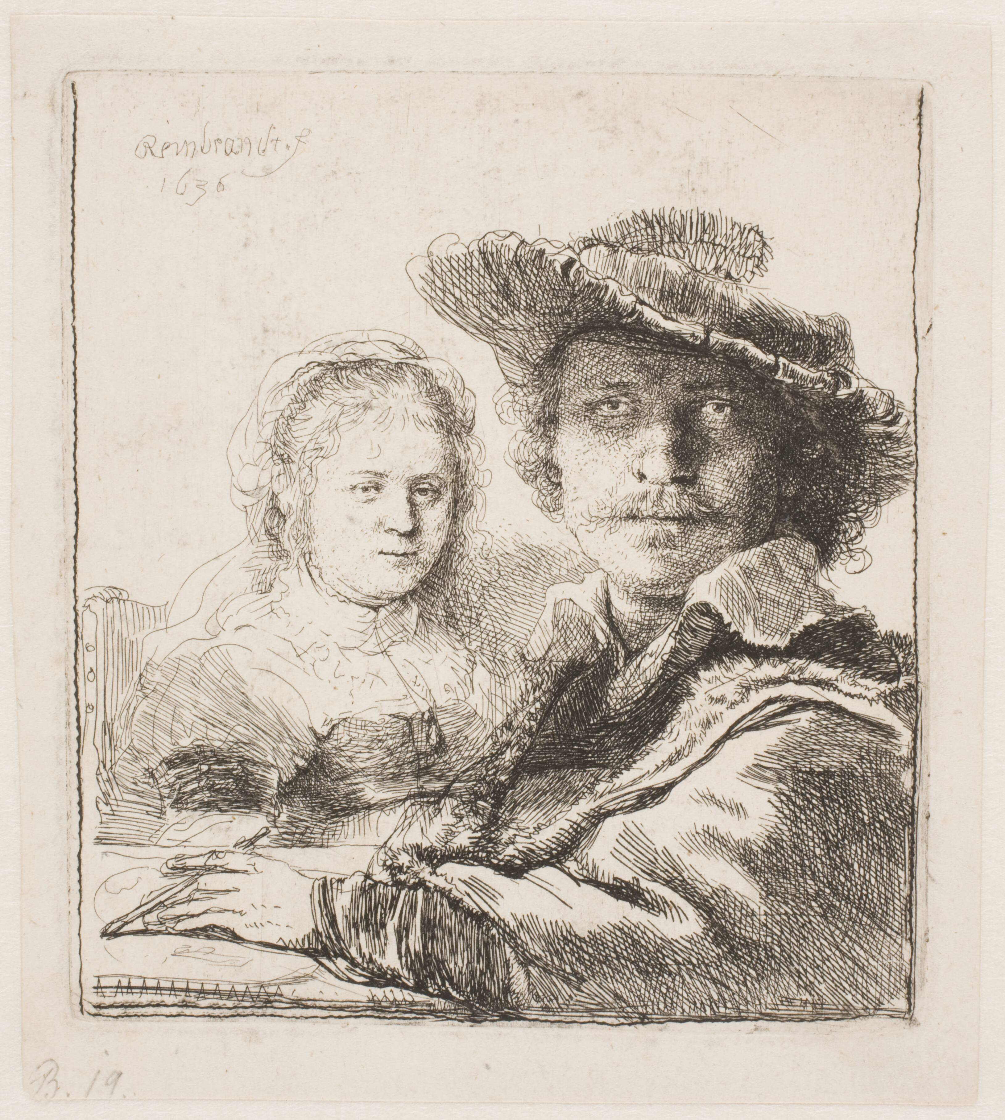 Rembrandt and his wife Saskia: busts