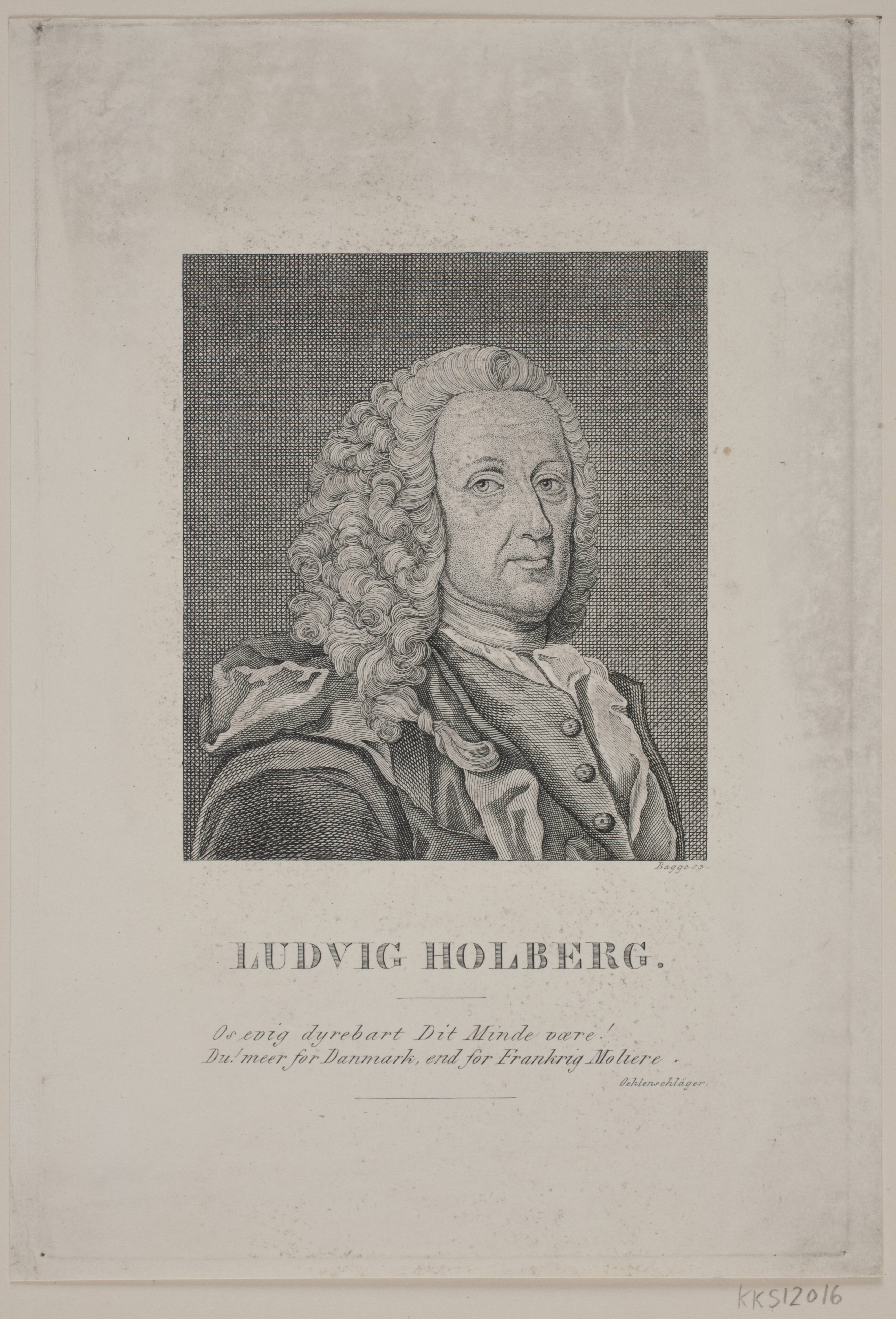 Ludvig Holberg. Illustration til "Holbergiana, Smaa-skrivter af og om Ludvig Holberg", 1832-35