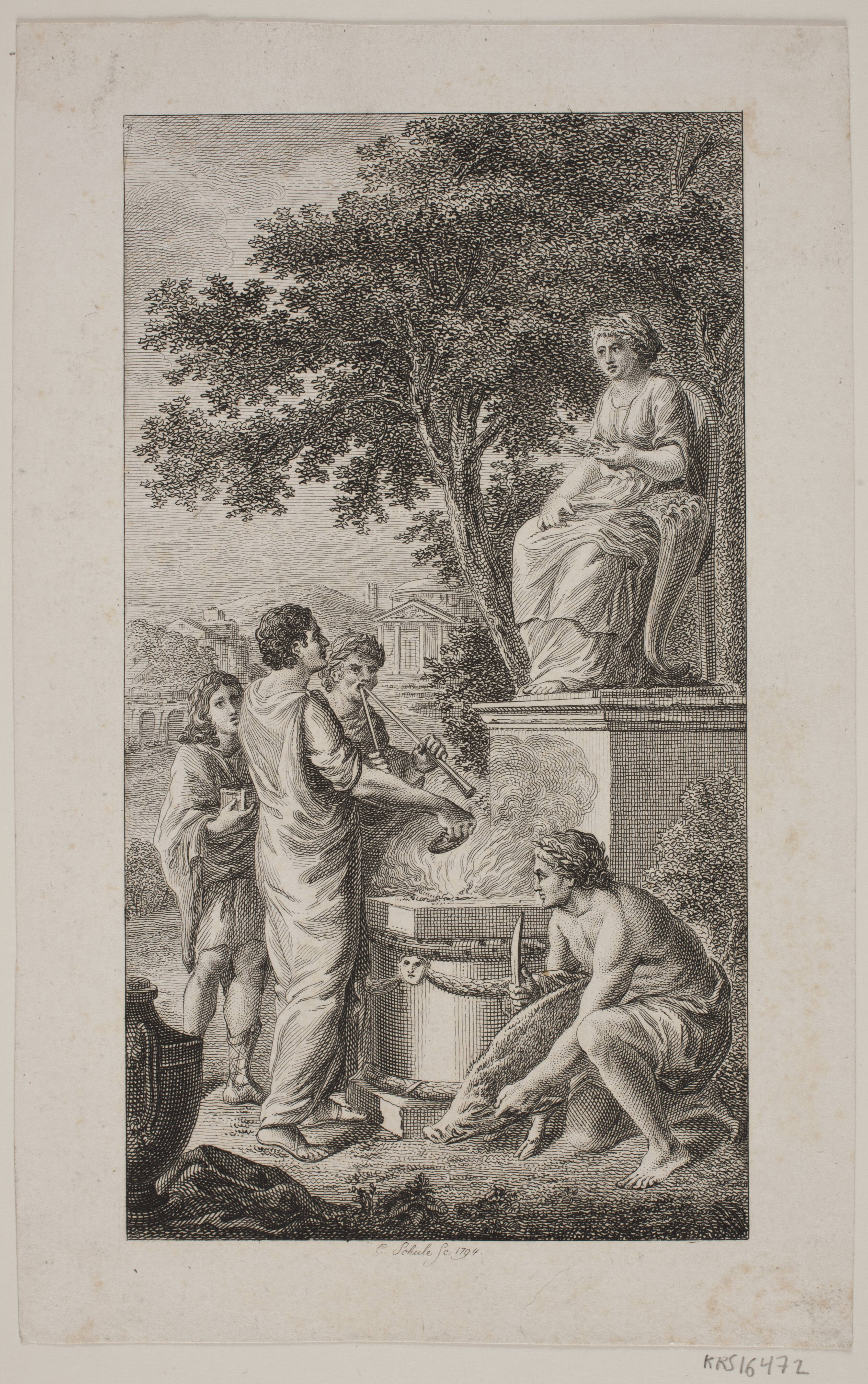 Illustration med offerscene
