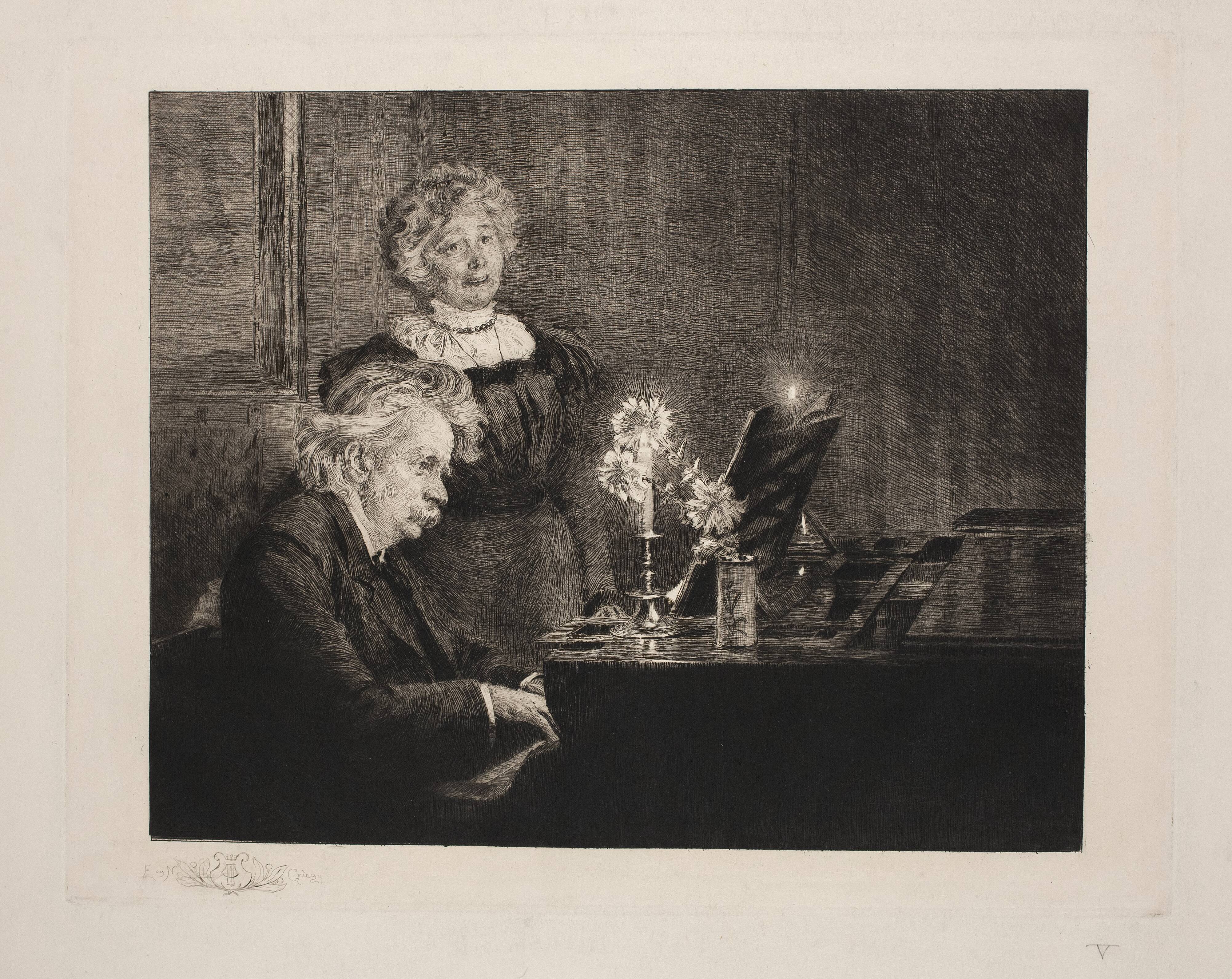 Edvard og Nina Grieg ved klaveret