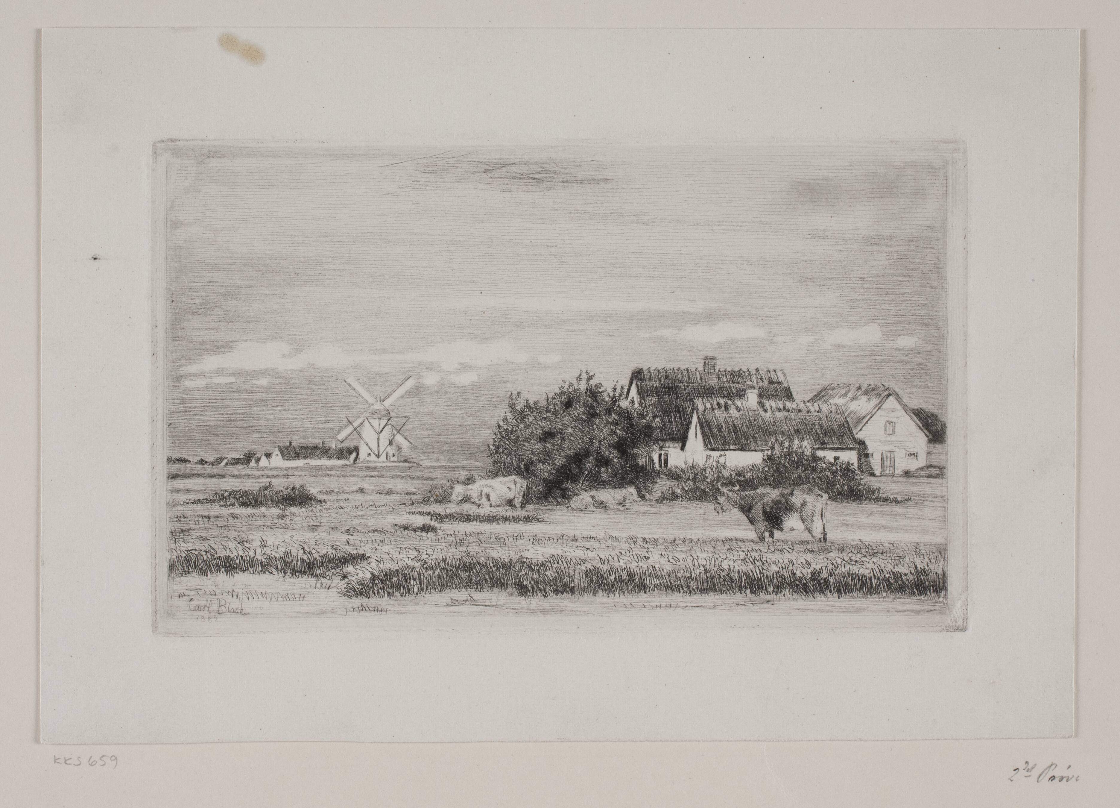 Landskab med bondegård og mølle