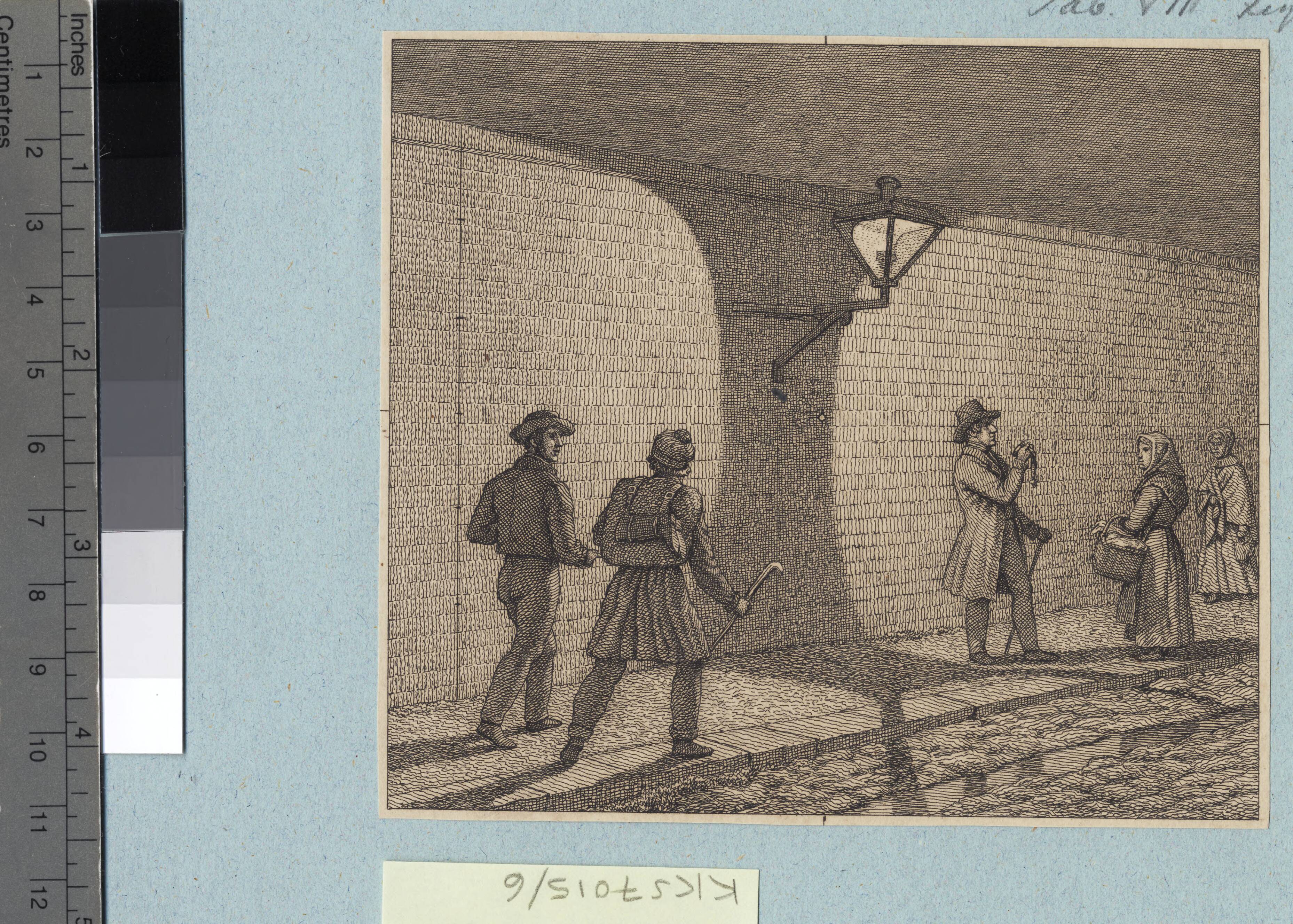 Gadescene ved lygteskin. Illustration til "Linearperspectiven", Tavle VIII