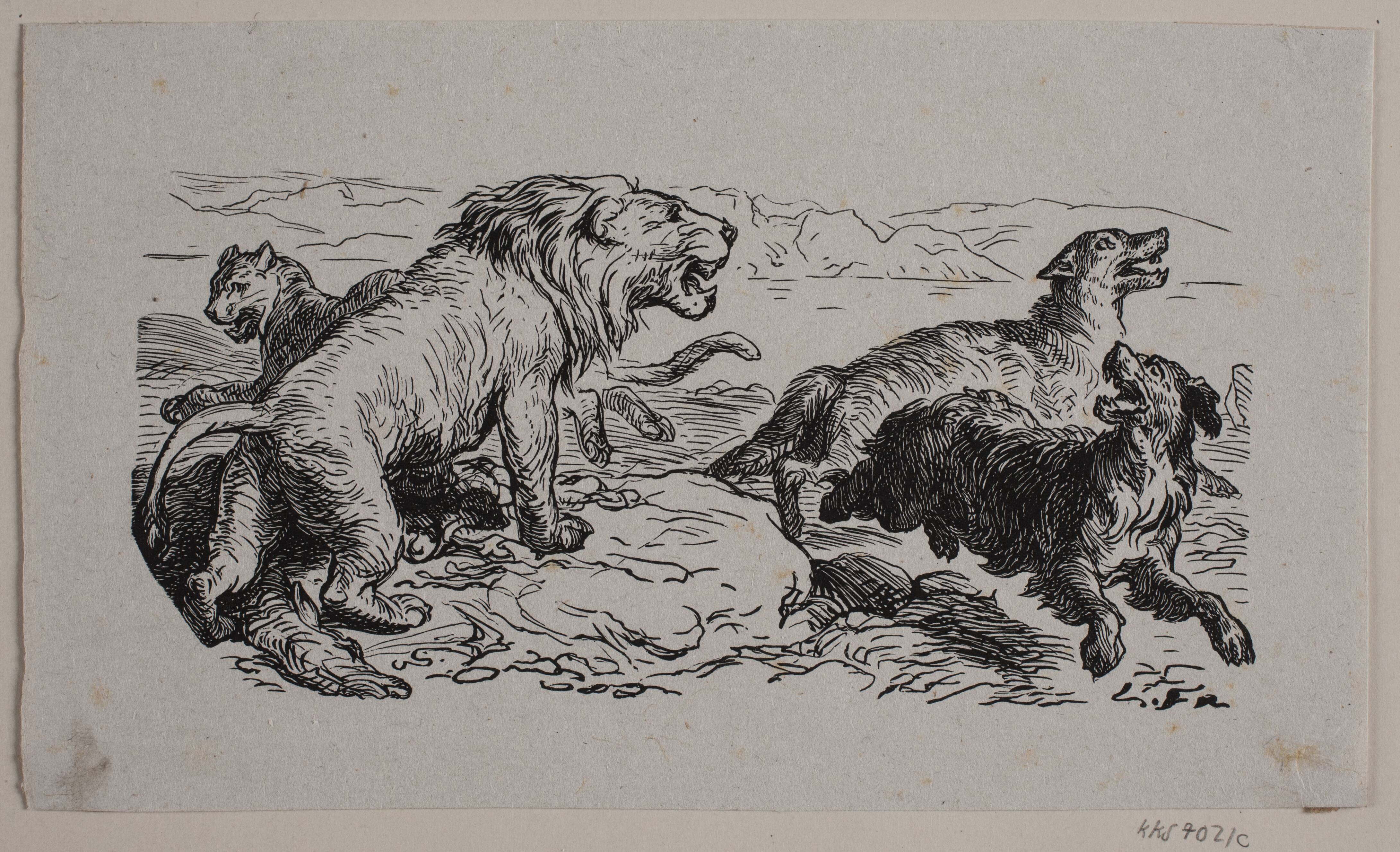 Illustration til "Fablen om løvens jagt"