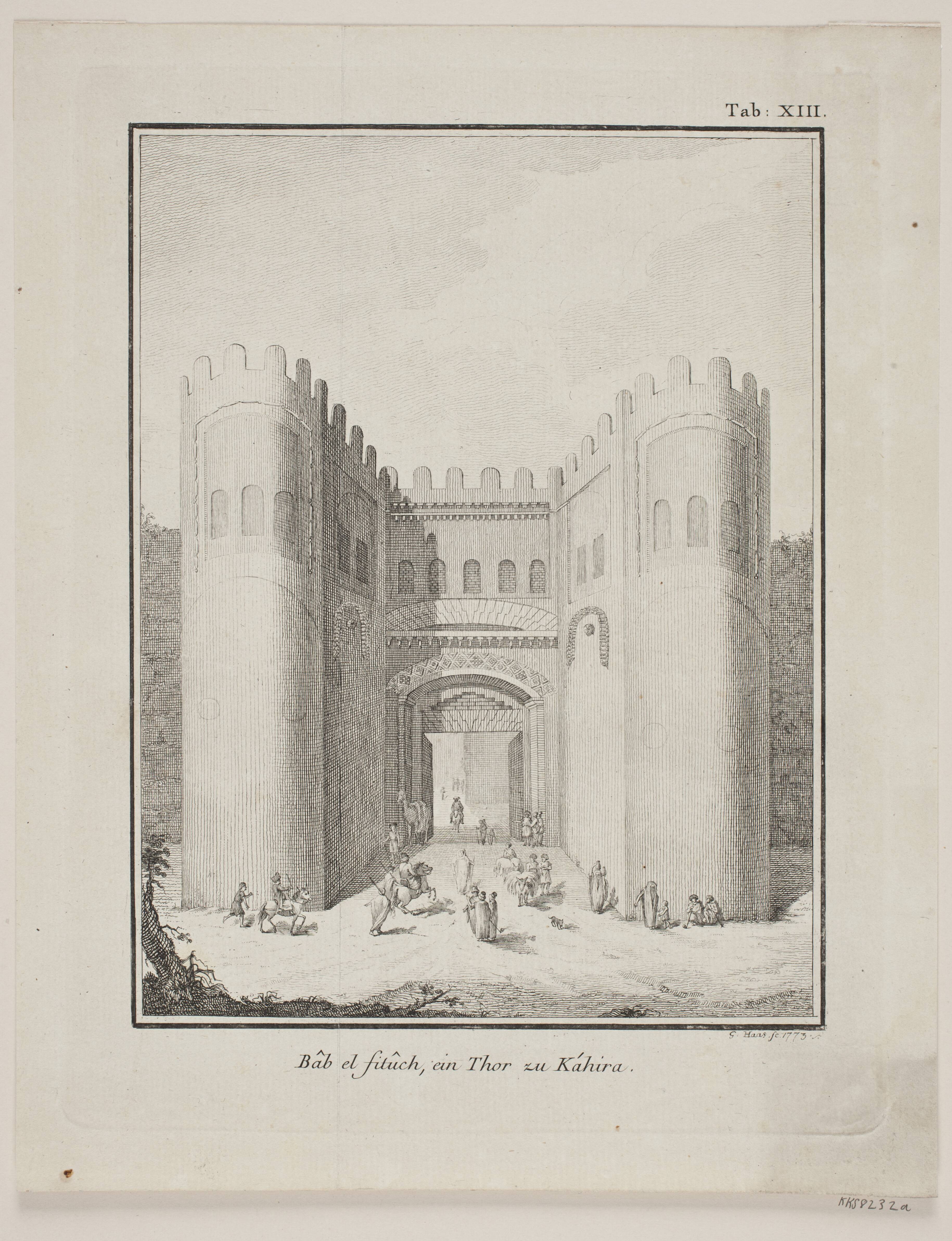 Bab el fituch, ein Thor zu Kahira. Illustration til Niebuhrs "Reisebeschreibung nach Arabien ", 1. del