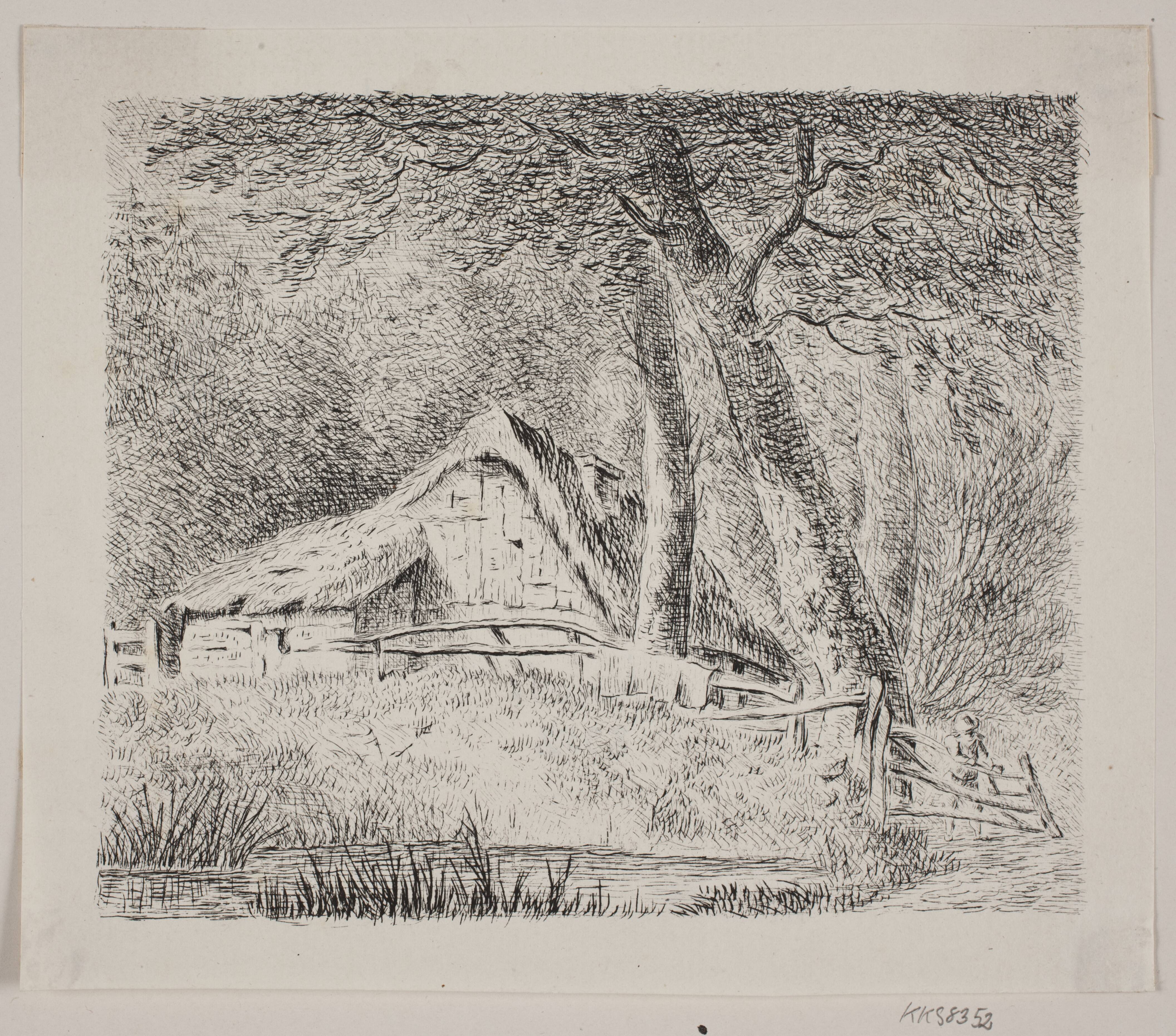 Bondehus i en skov