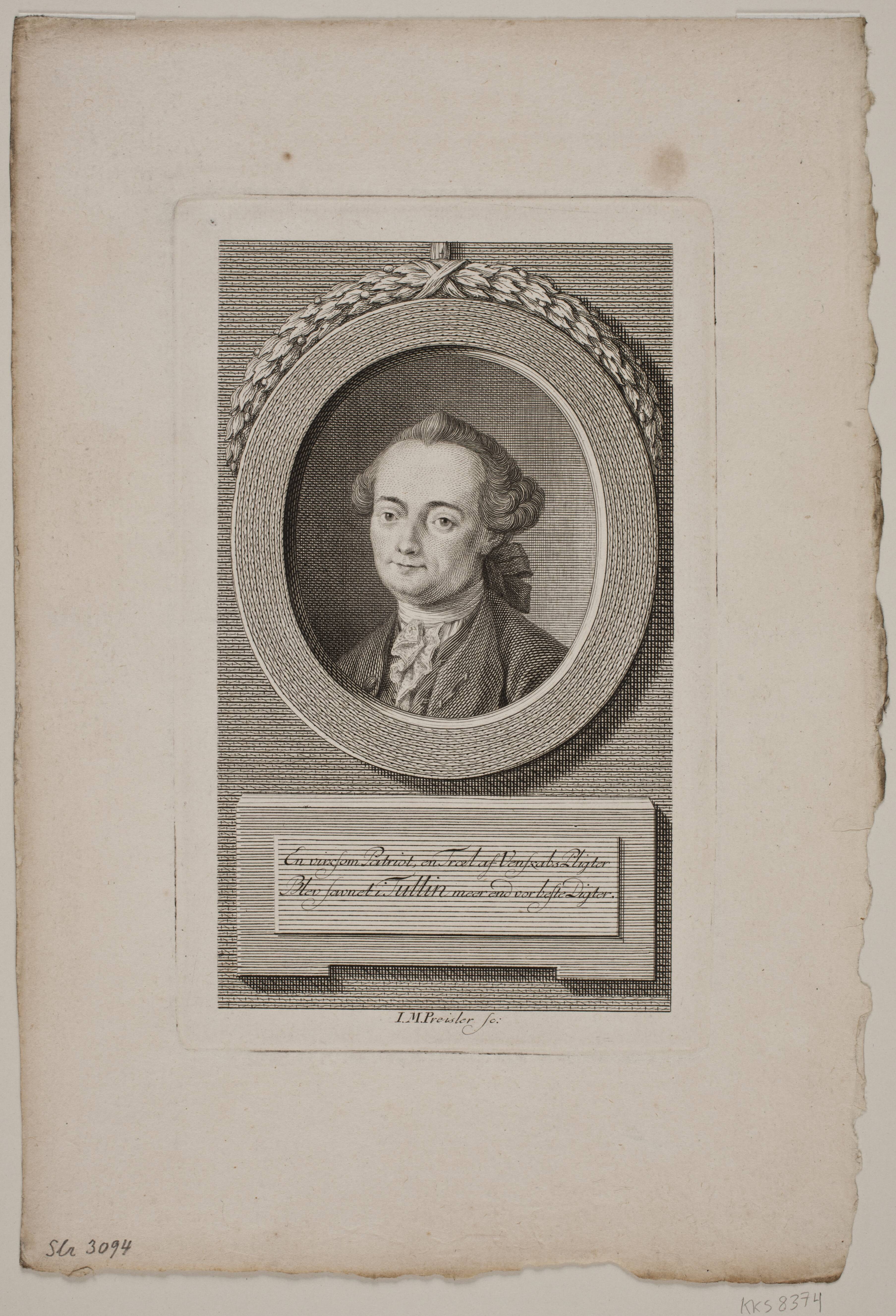 Christian Braunmann Tullin. Titelkobber til hans samlede skrifter