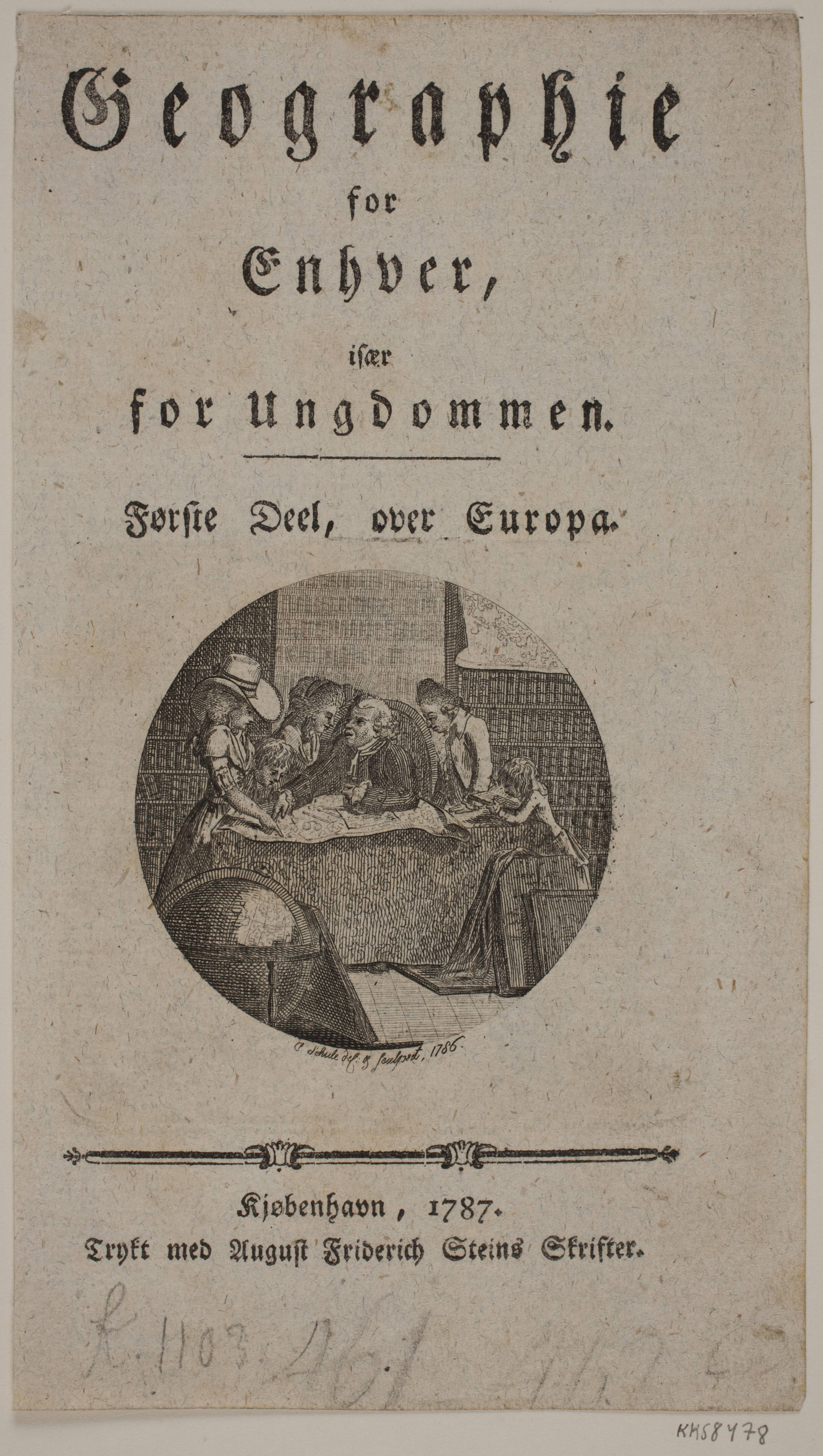 Titelblad med vignet til "Geographie for Enhver"