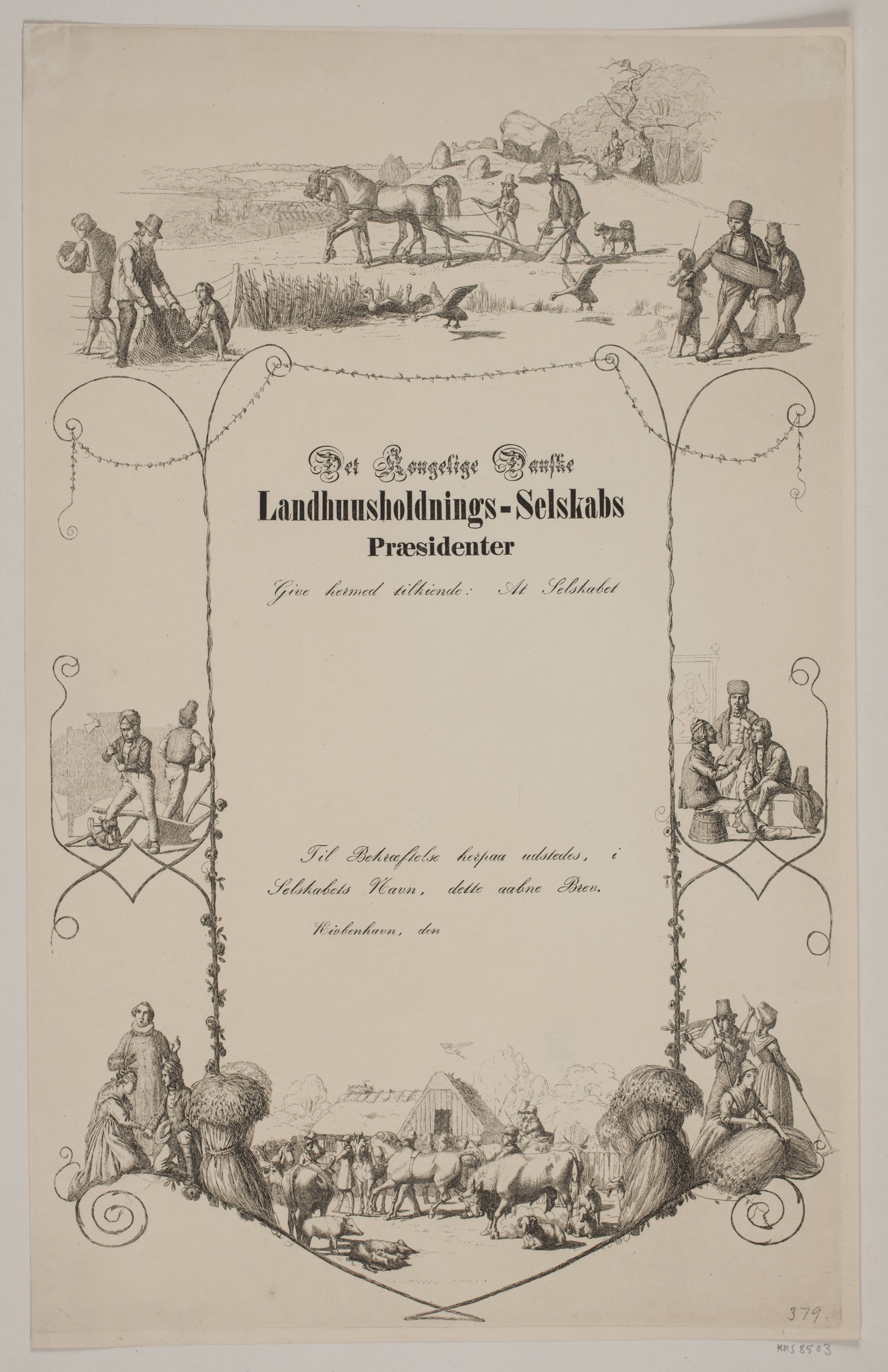 Det Kongelige Landhusholdningsselskabs diplom