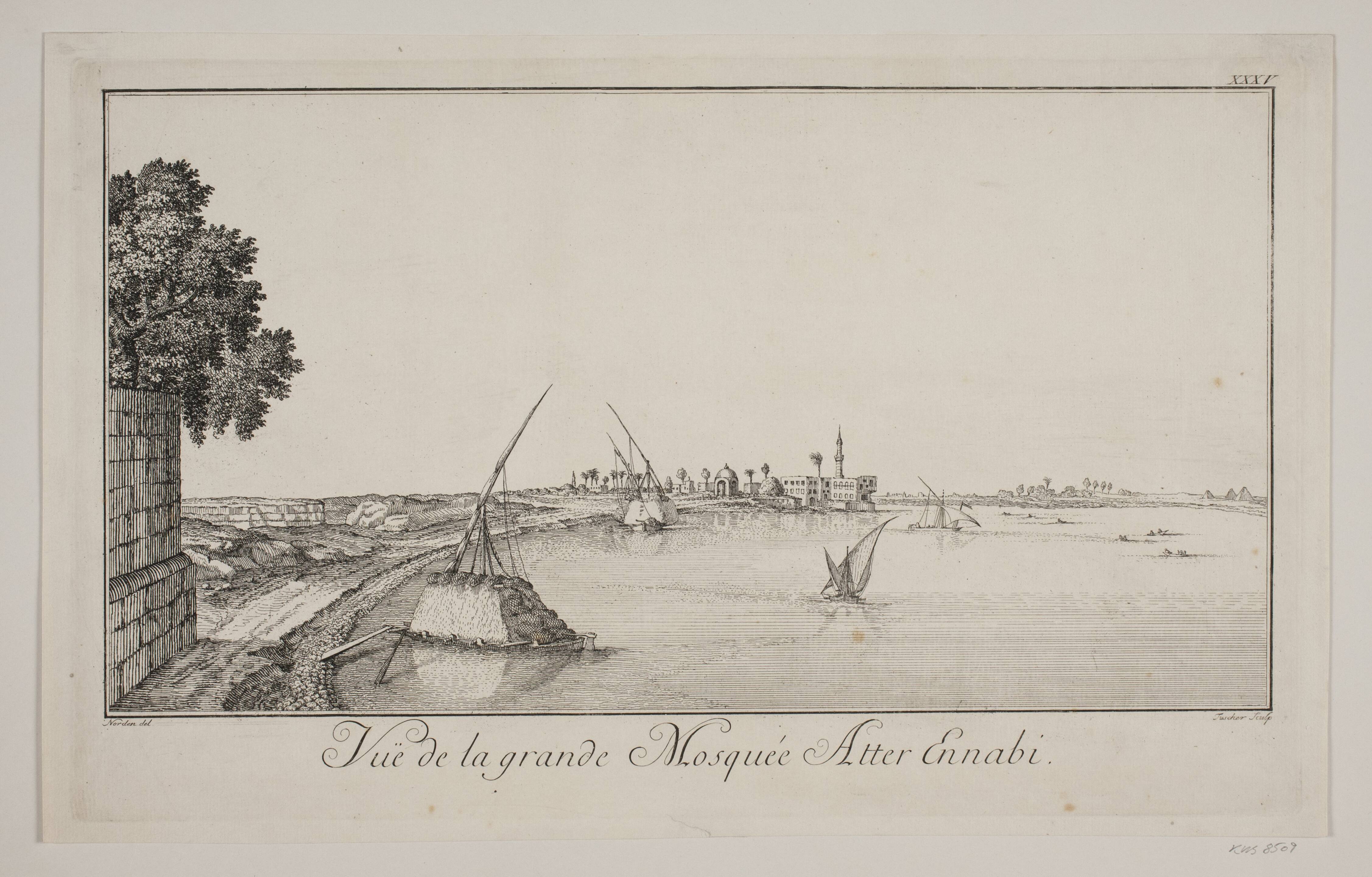 "Vüe de la grande Mosquée Atter Ennabi". Illustration til Frederik Lodvig Norden, "Voyage d'Egypte et de Nubie", København 1755