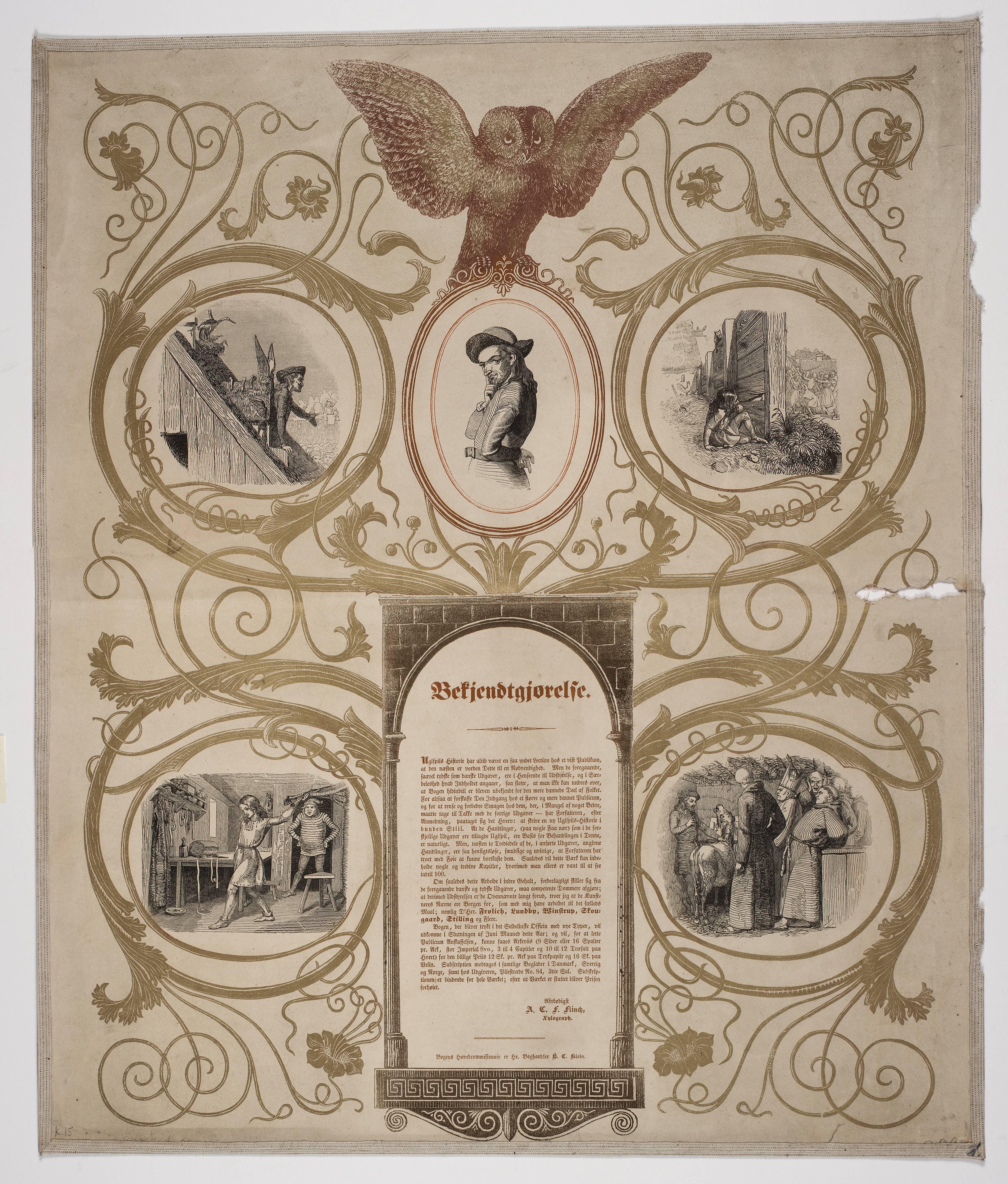 Boghandlerplakat til Uglspils Historie